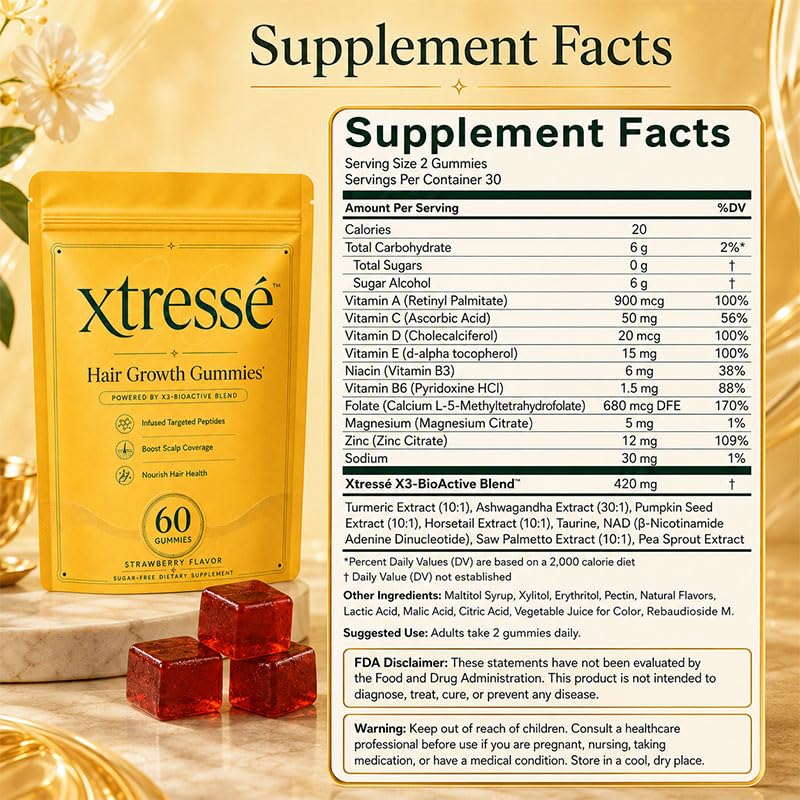 Skinclean Xtresse Hair Growth Gummies 60 Count