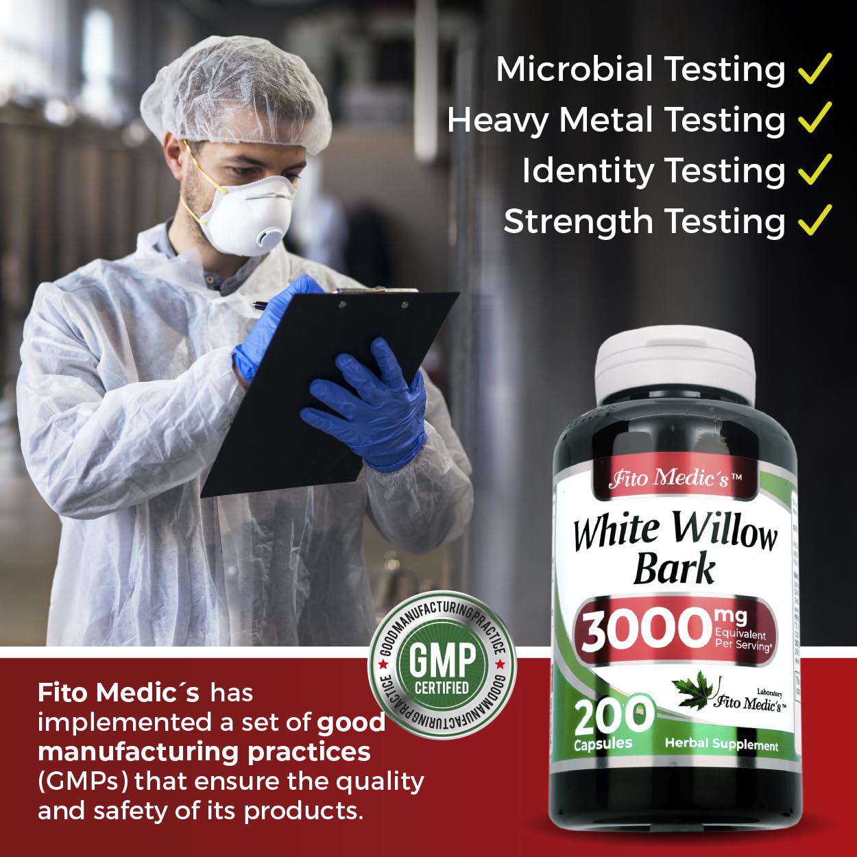 FITO MEDIC'S White Willow Bark Supplement Capsule 1 Count