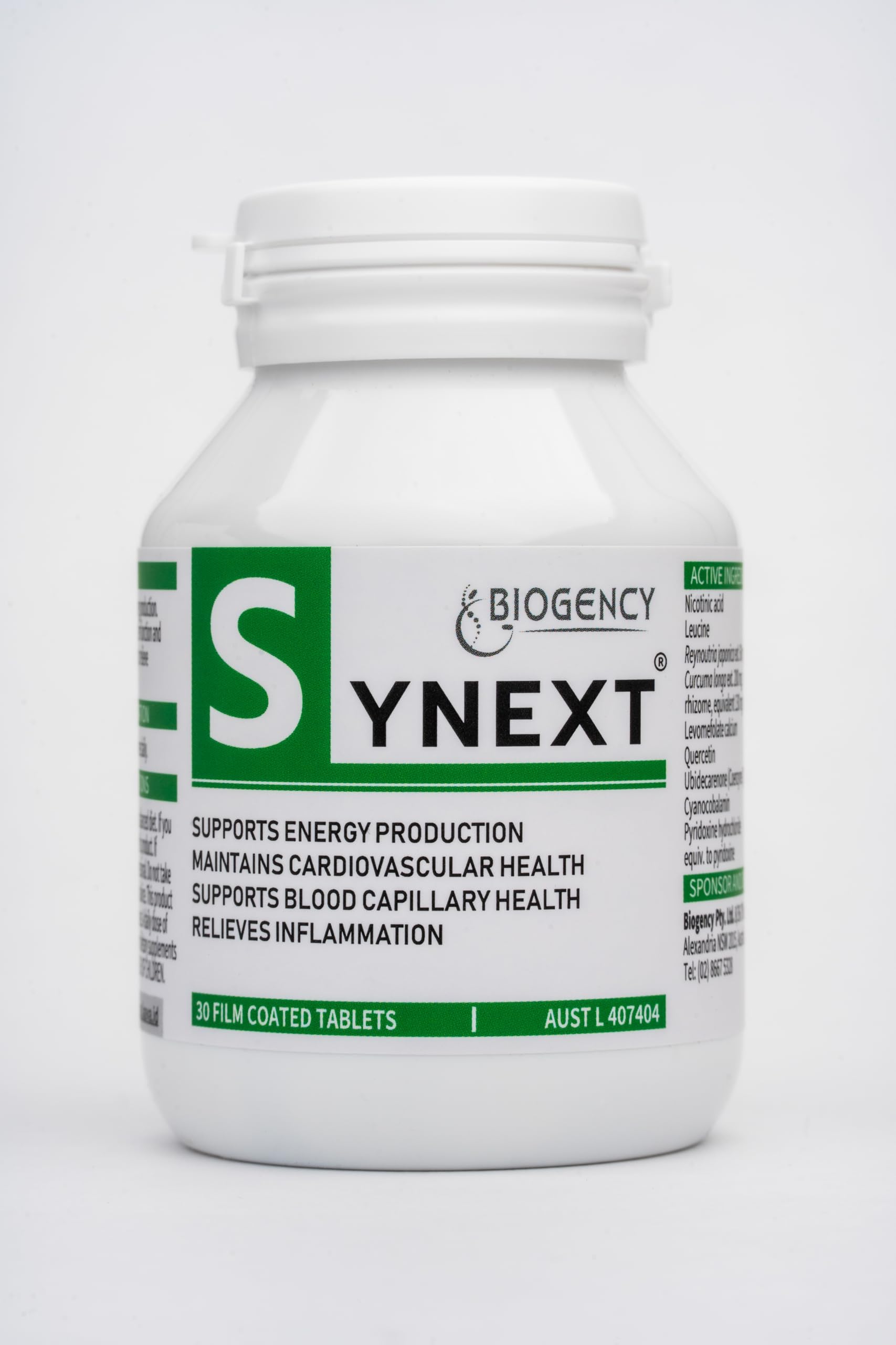 Biogency Synext NAD+ Supplement Tablets 30 Count