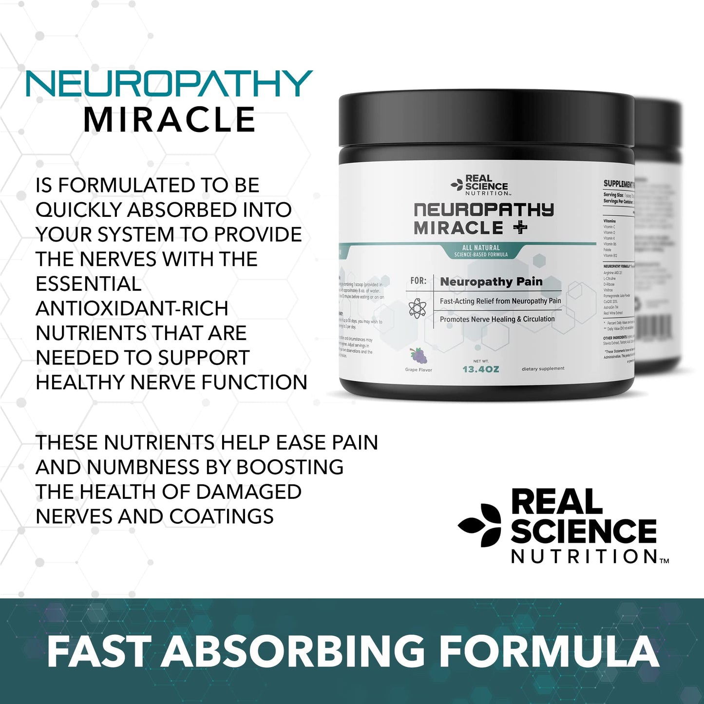 Real Science Nutrition Neuropathy Miracle Powder 13.4 Ounce