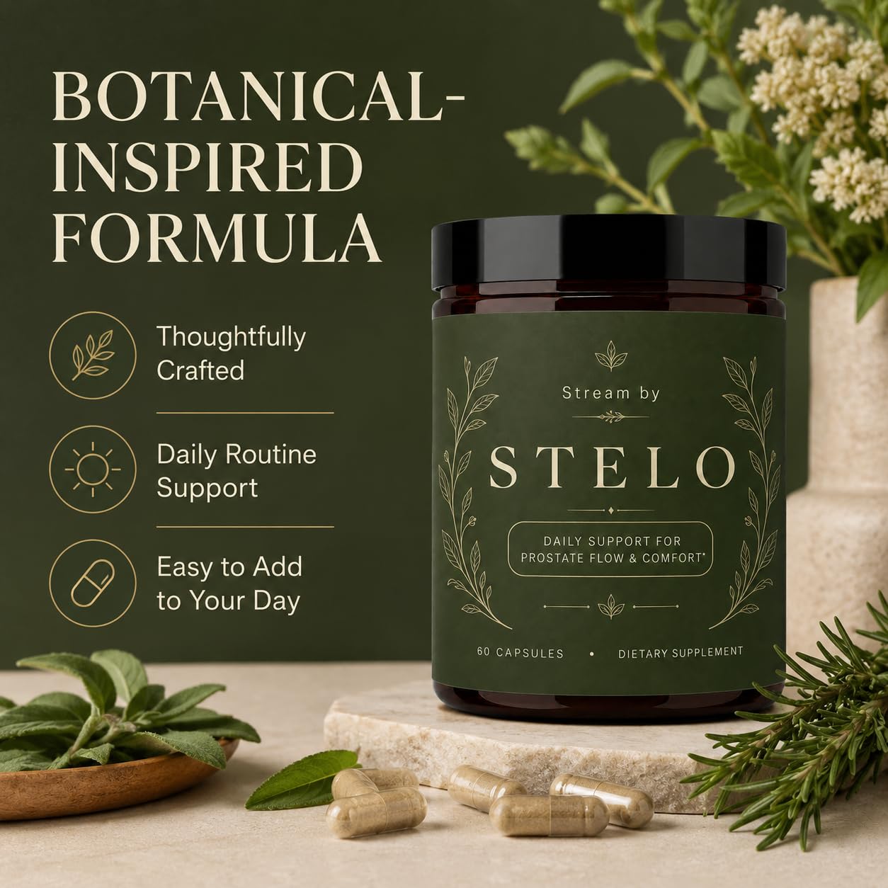Stream by Stelo Men's Prostate Health Supplement Daily Wellness Support 60 Capsules