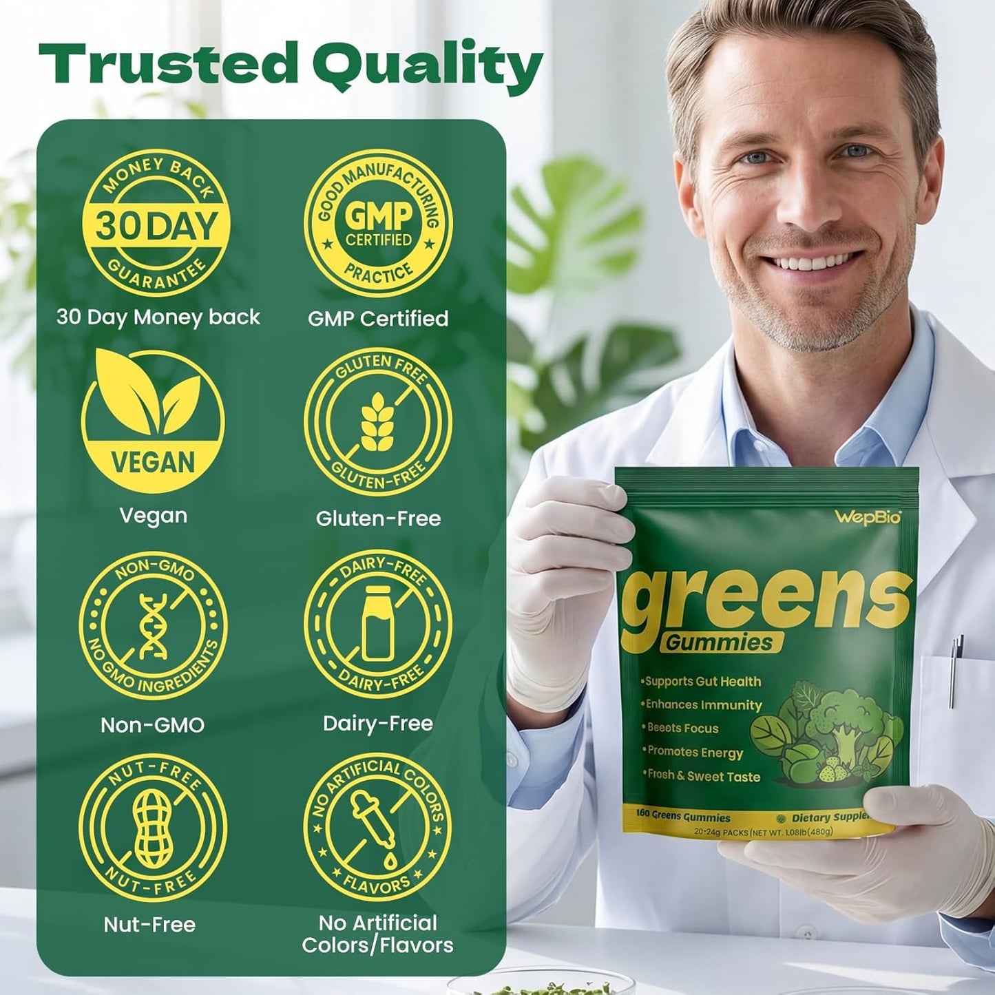 WepBio Greens Daily Gummies for Women and Men (Gummy) 320 Count