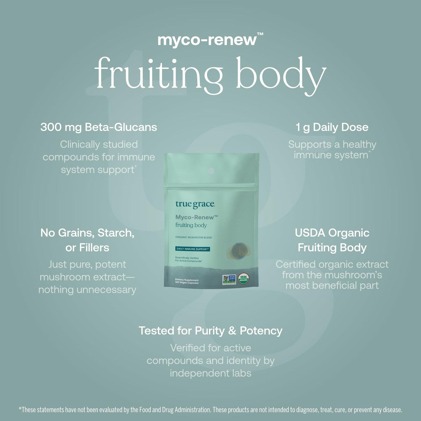 True Grace Mushroom Myco-Renew Blend Daily Immune Support Capsules 120