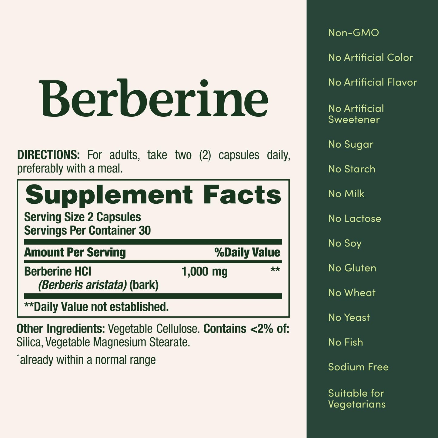 Nature's Bounty Berberine 1000mg Capsules, 60 Count