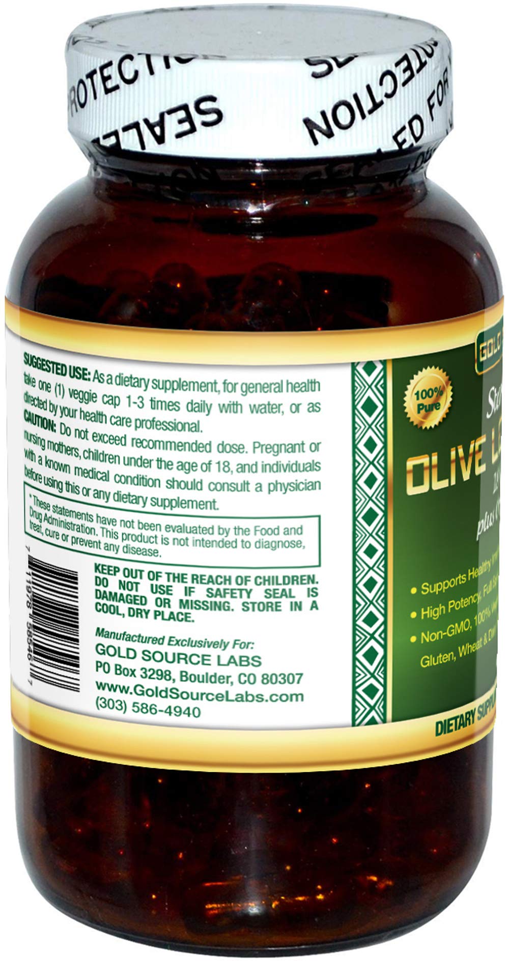 Gold Source Labs Organic Olive Leaf Extract Capsules - 400 mg Maximum Strength, 90 Count
