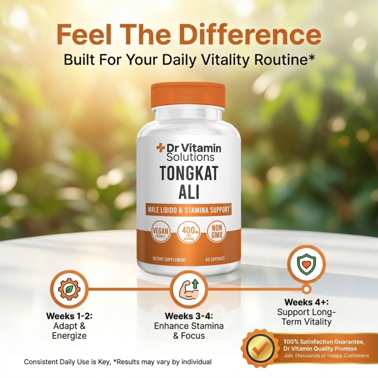 DR VITAMIN SOLUTIONS Tongkat Ali Extract 400 mg Longjack Root Extract Capsules, 60 Count