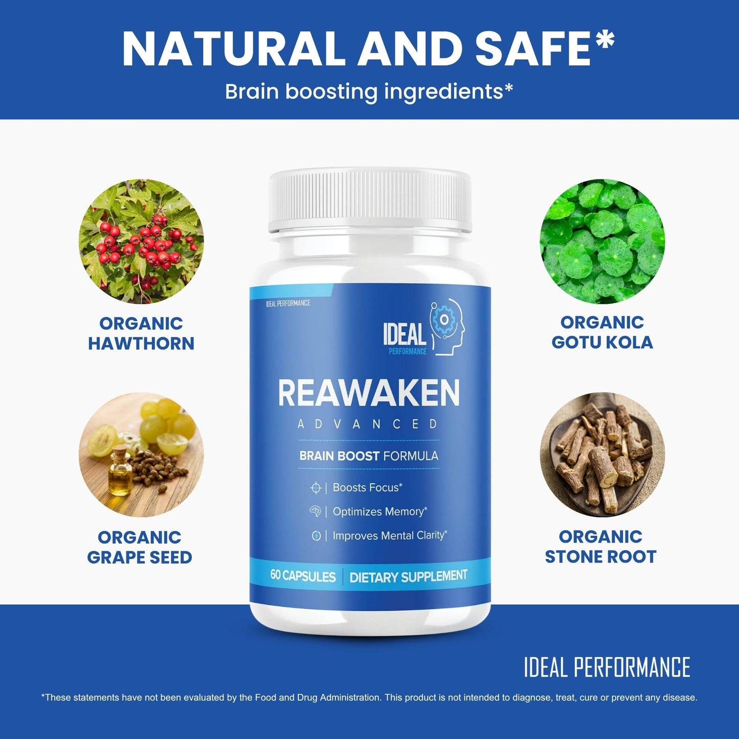 IDEAL PERFORMANCE Reawaken Brain Boost Supplement for Memory Advanced Formula Capsule, 300 Capsules