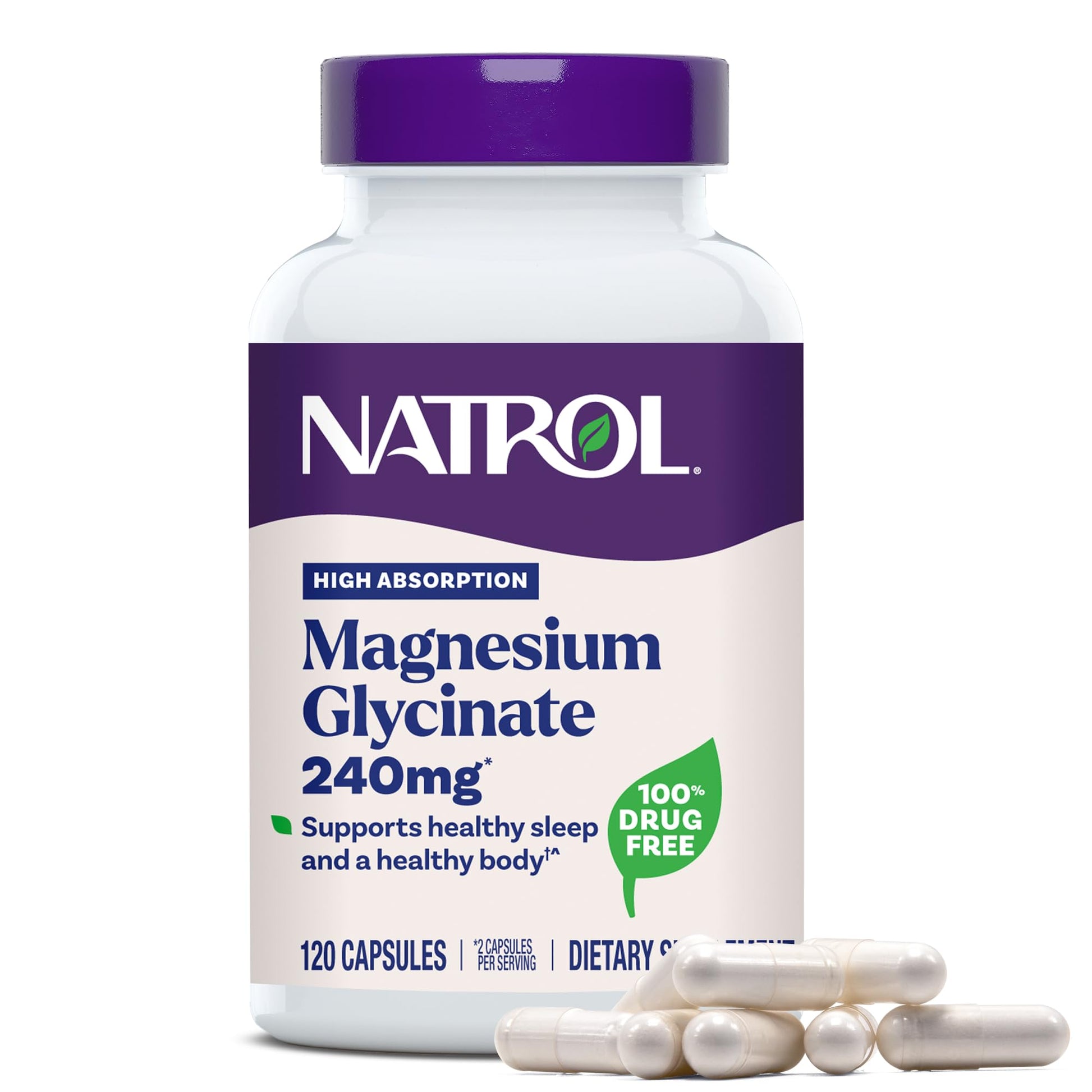 Natrol High Absorption Magnesium Glycinate 240 mg Capsules 120 Count