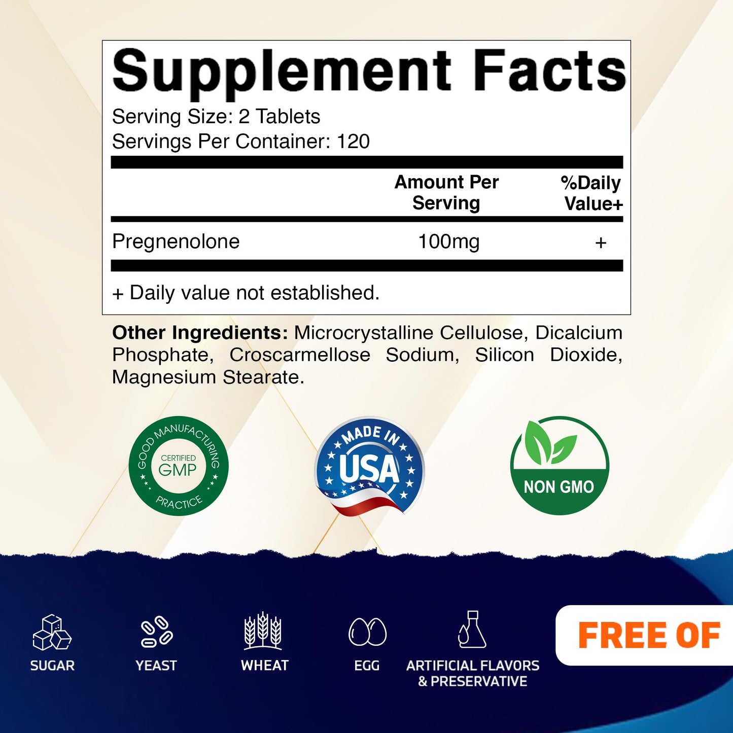 Vitamatic Pregnenolone 100 mg per Serving 240 Tablets