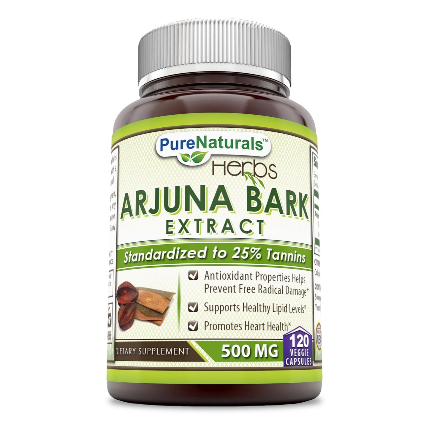 Pure Naturals Arjuna Bark Extract Supplement 500 Mg Veggie Capsules 120 Capsules