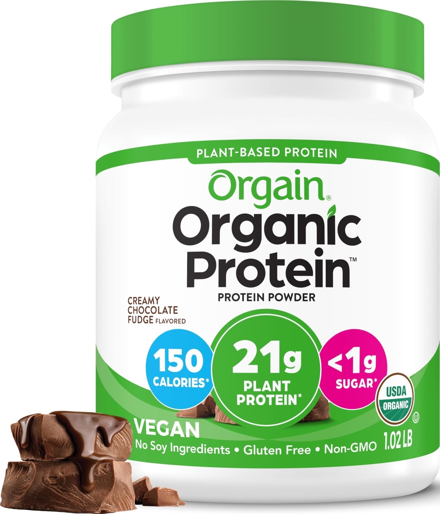 Orgain Organic Vegan Protein Powder Creamy Chocolate Fudge, 16.3 Servings