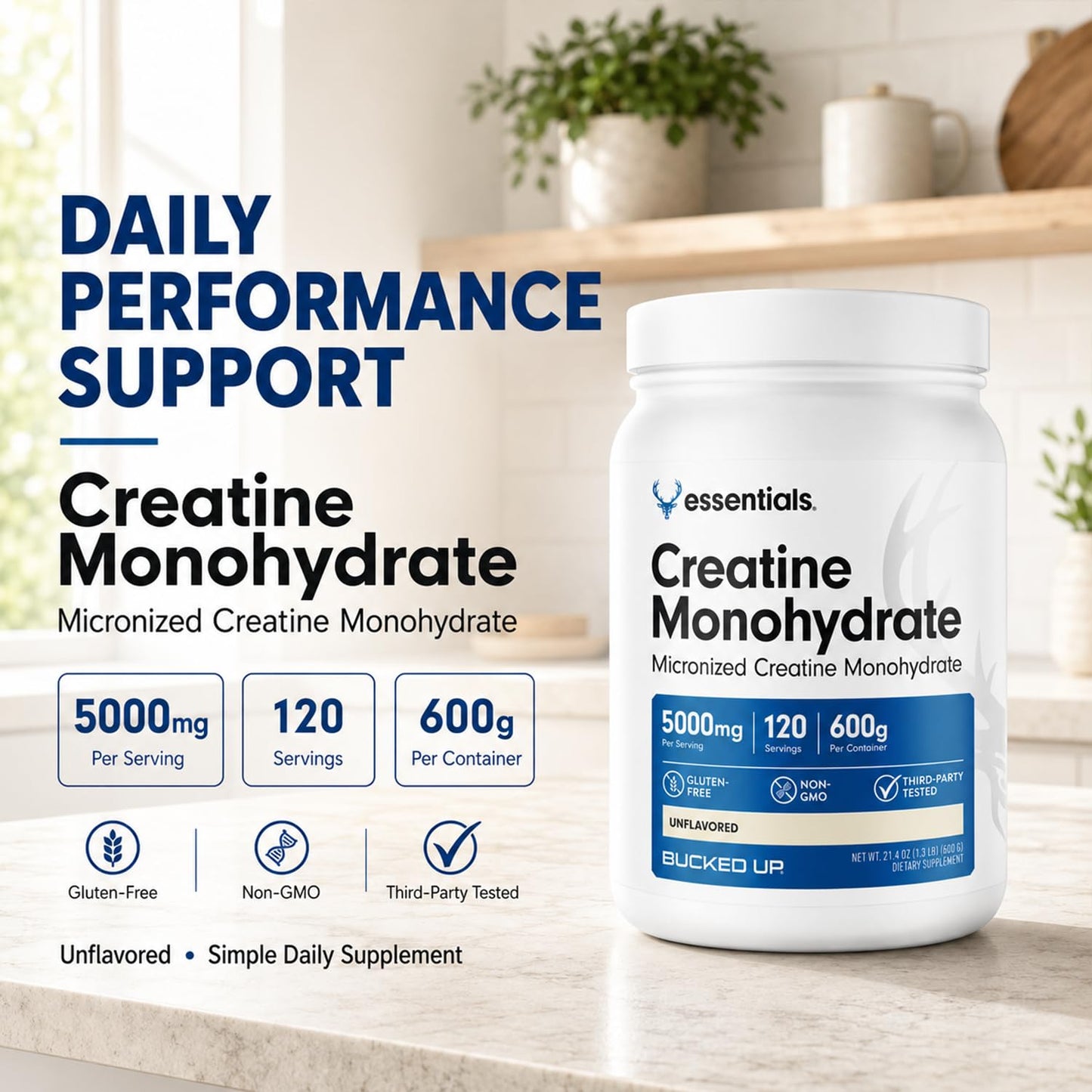Bucked Up Pure Micronized Creatine Monohydrate Powder 21.1644 oz