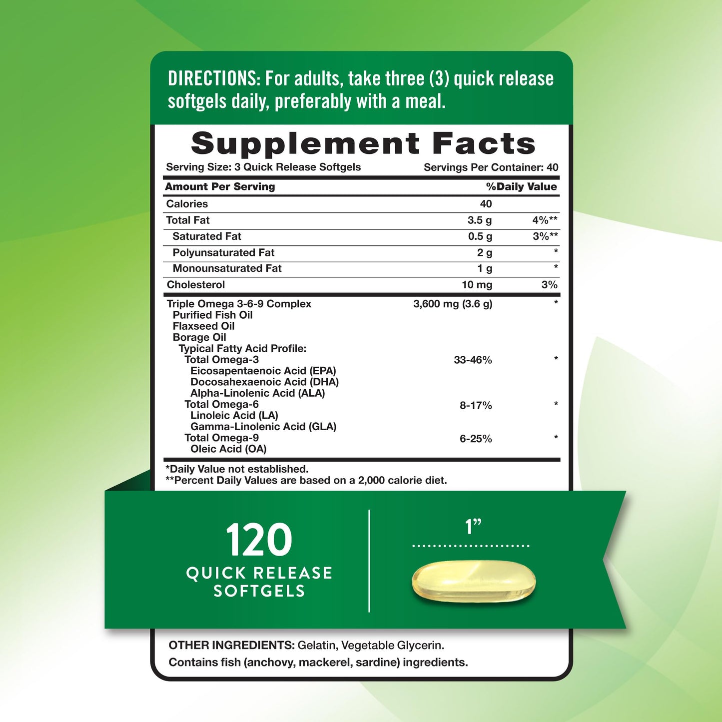 Nature's Truth Omega 3-6-9 Softgels 120 Count