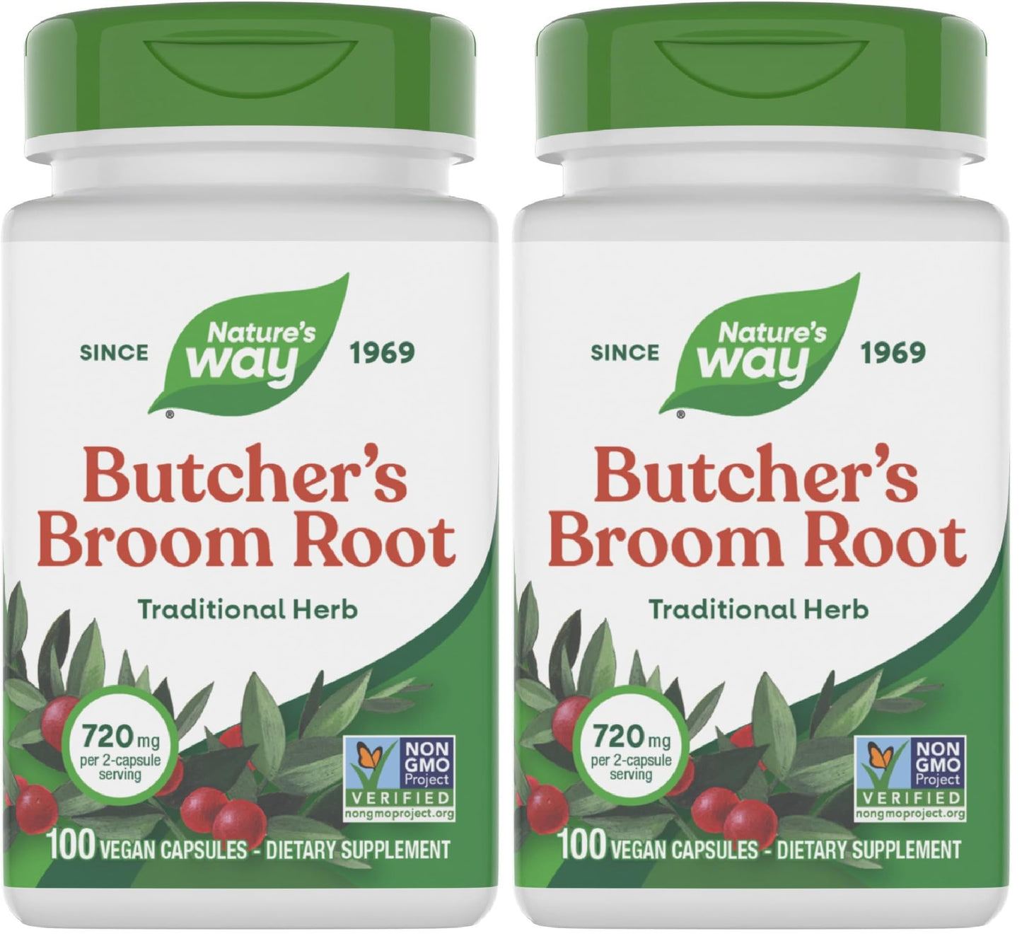 Nature's Way Butcher's Broom Root Traditional Leg Vein Support, 200 Capsules