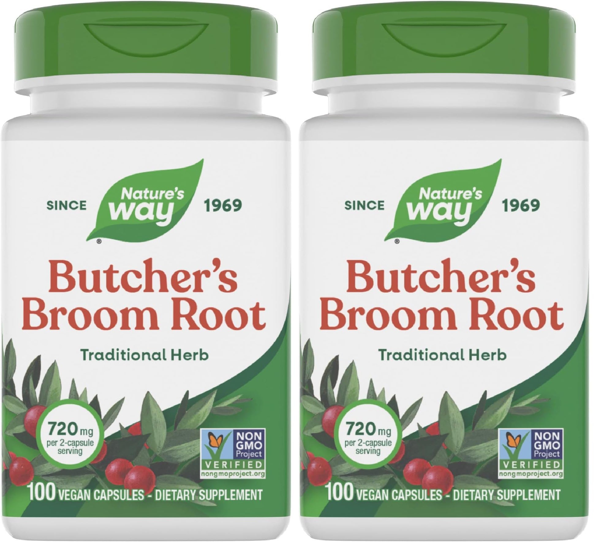 Nature's Way Butcher's Broom Root Traditional Leg Vein Support, 200 Capsules