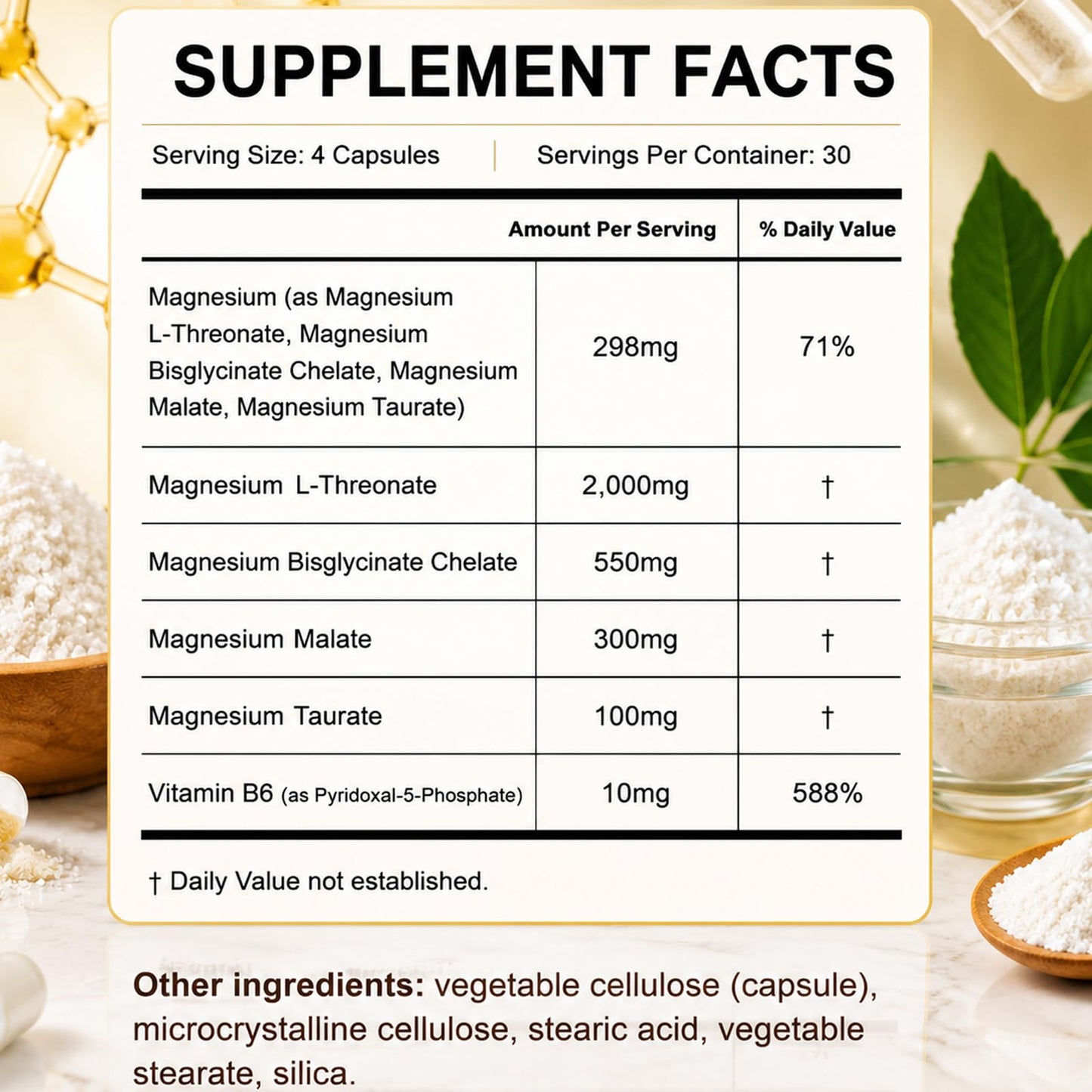 Ikokei Magnesium Complete, Magnesium L-Threonate, Bisglycinate, Malate & Taurate with Vitamin B6 P-5-P Capsules, 120 Count