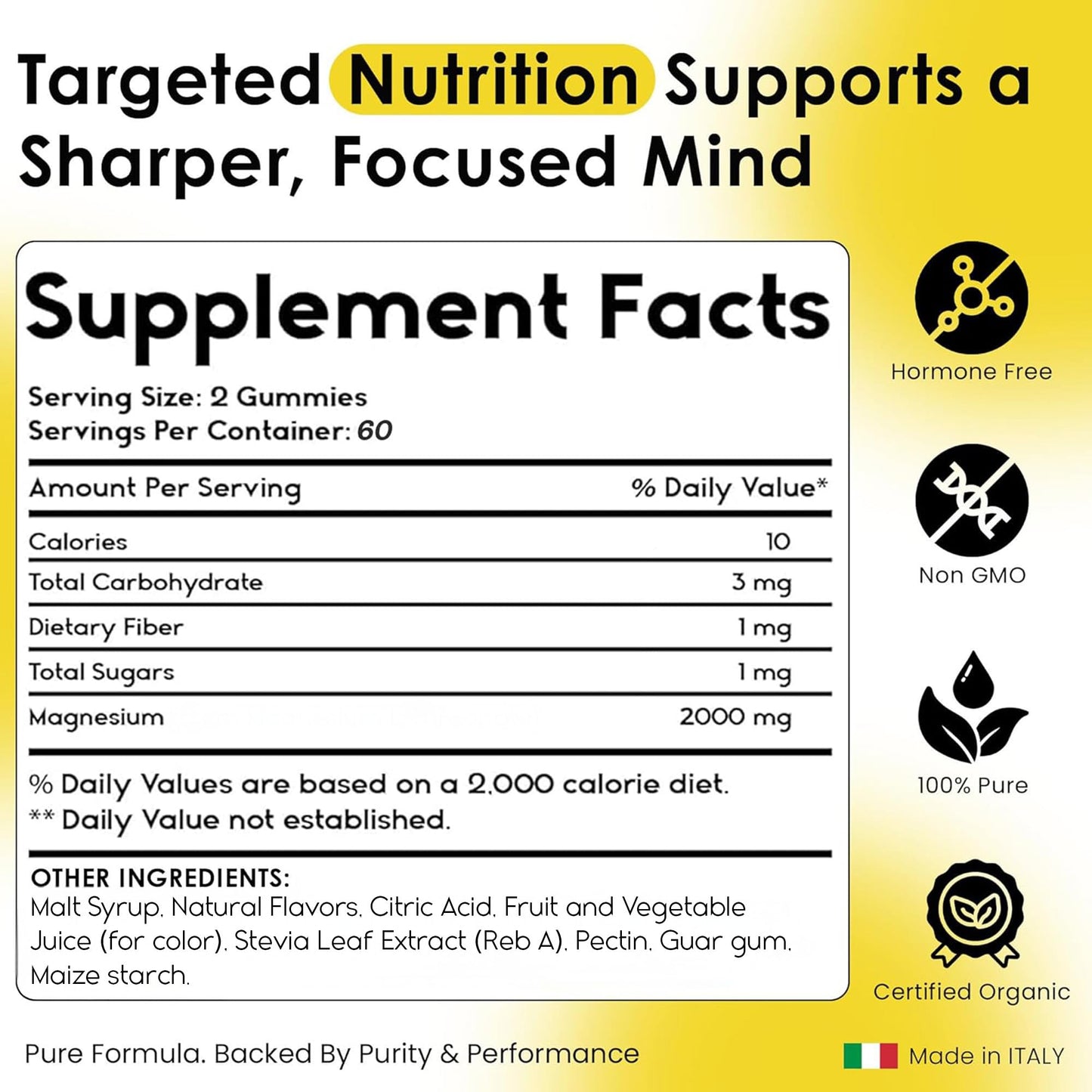 Pharmlitalia Magnesium Supplement 2000mg Gummy 120 Count