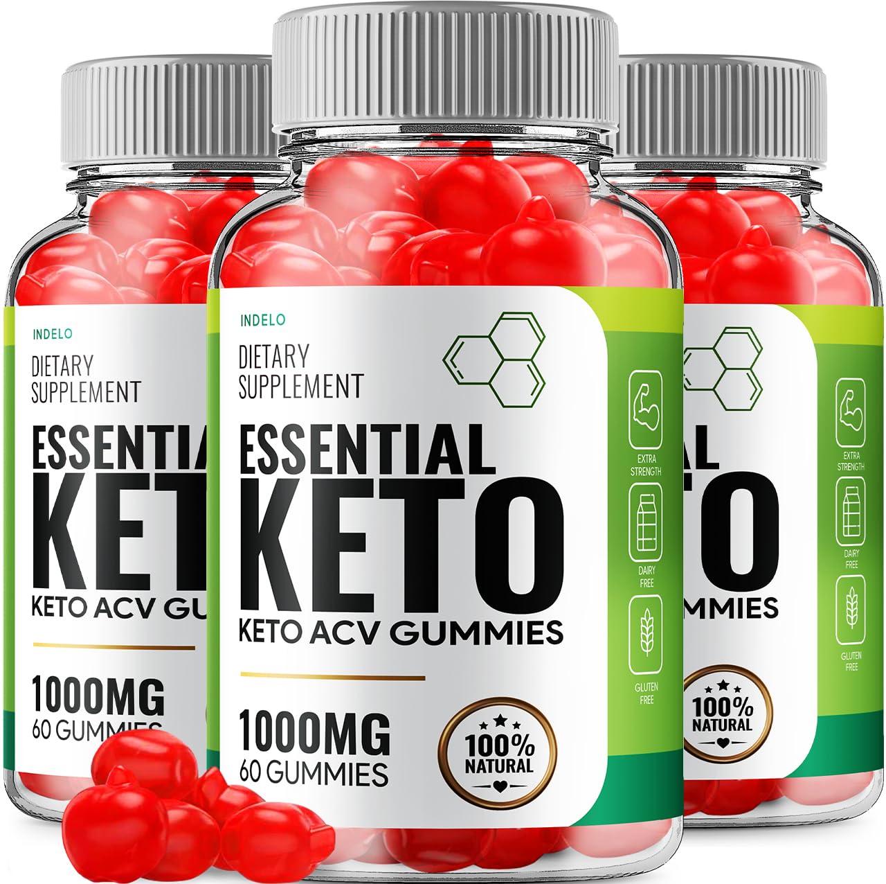 Indelo Essential Keto ACV Gummies, 180 Gummies