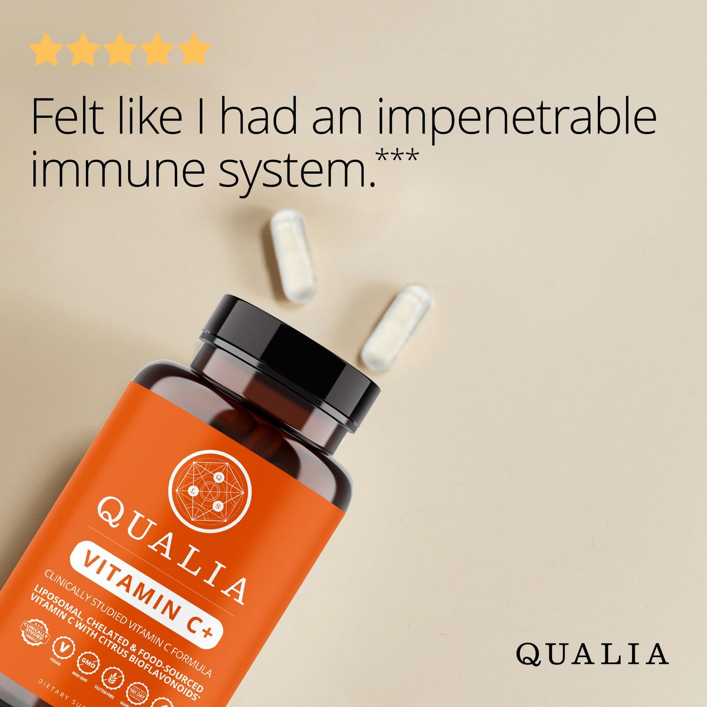 Qualia Life Sciences Vitamin C+ 500 mg Capsules, 112 Capsules