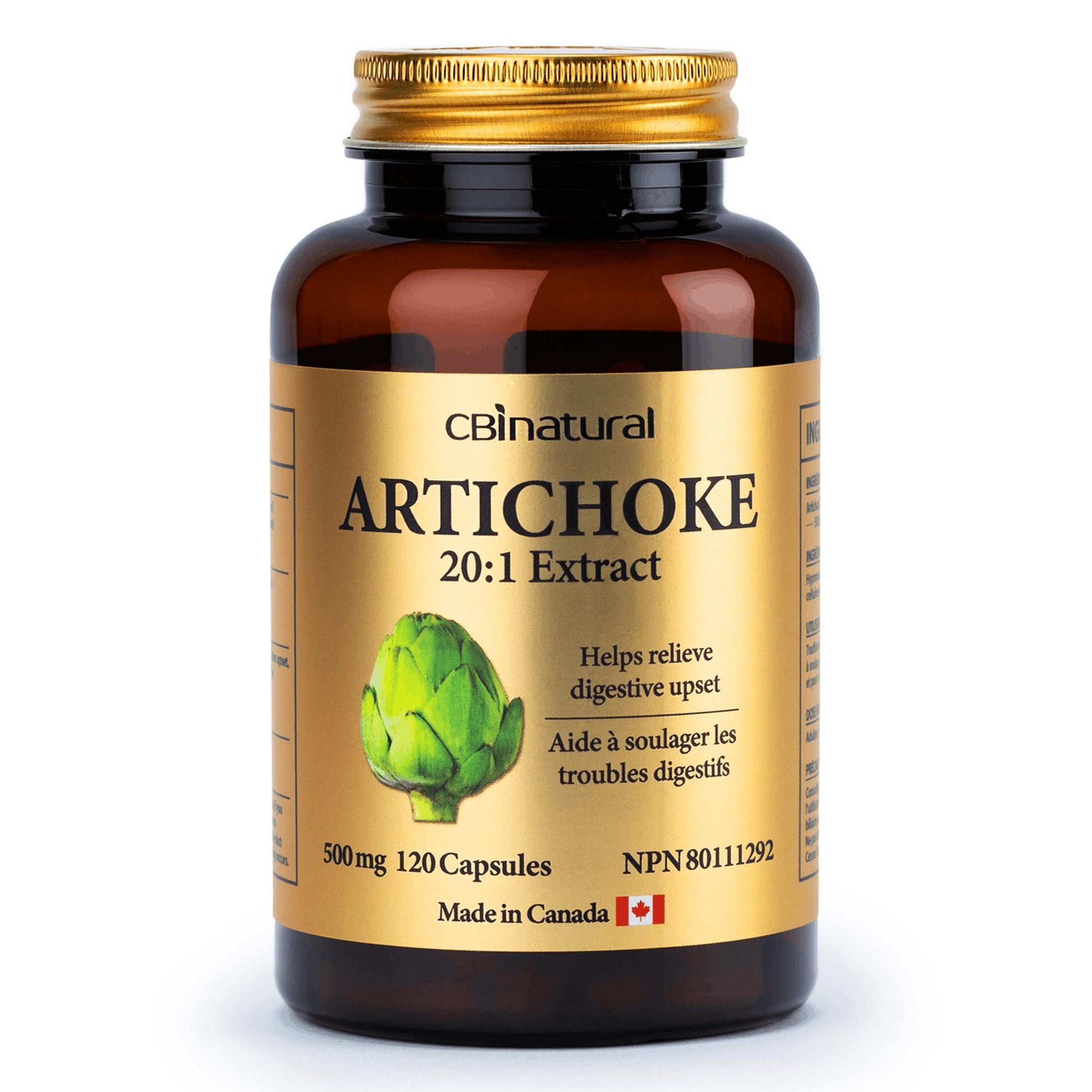 CBI Natural Artichoke 20:1 Extract 500mg Capsules, 120 Count