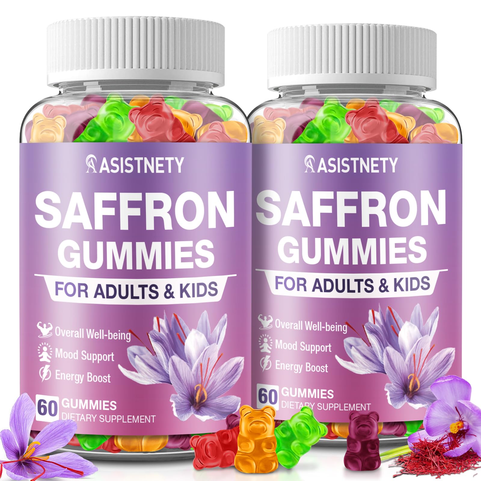 ASISTNETY Saffron Gummies for Kids & Adults, 120 Gummies