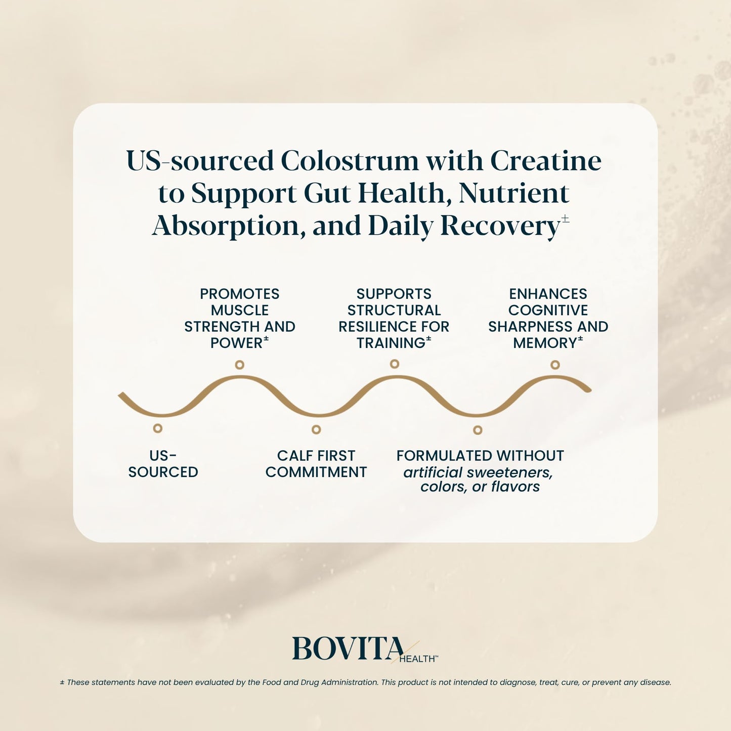 Bovita Health Colostrum + Creatine Powder, Unflavored, 3.7 Ounce