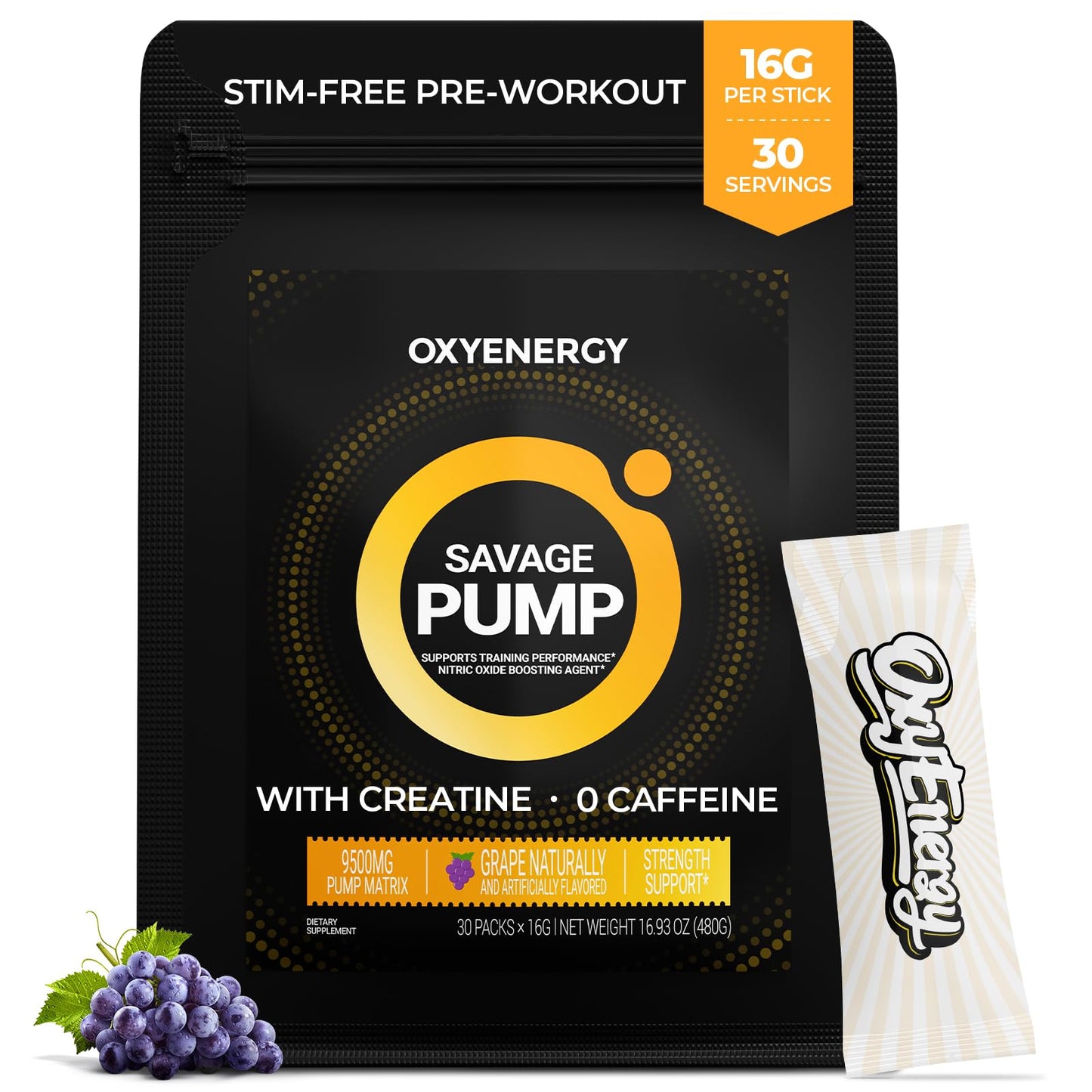 OxyEnergy Max Pump Stim-Free Pre Workout Powder, 16.93 oz