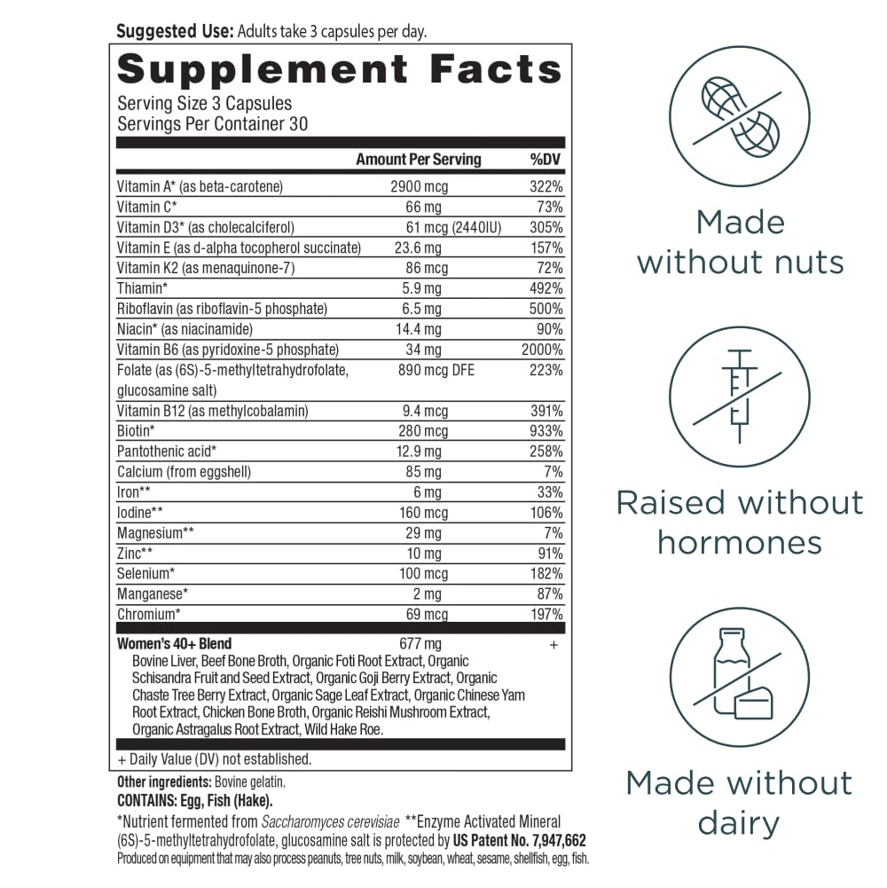 Ancient Nutrition Women's 40+ 3-Day Multivitamin Capsule, 90 Count