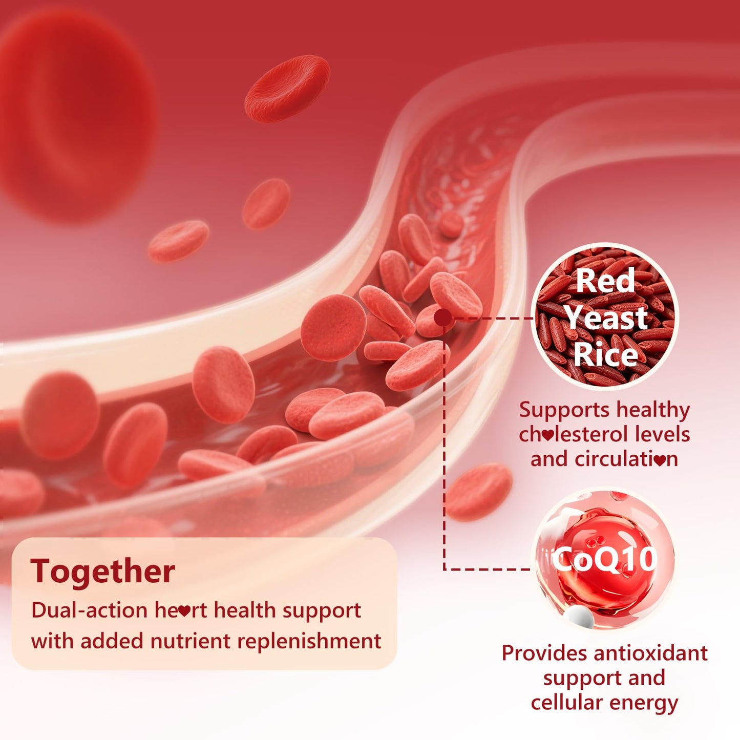 Youlikee Red Yeast Rice Gummies 1200mg with CoQ10, Red Yeast Rice Supplement, 120 Count