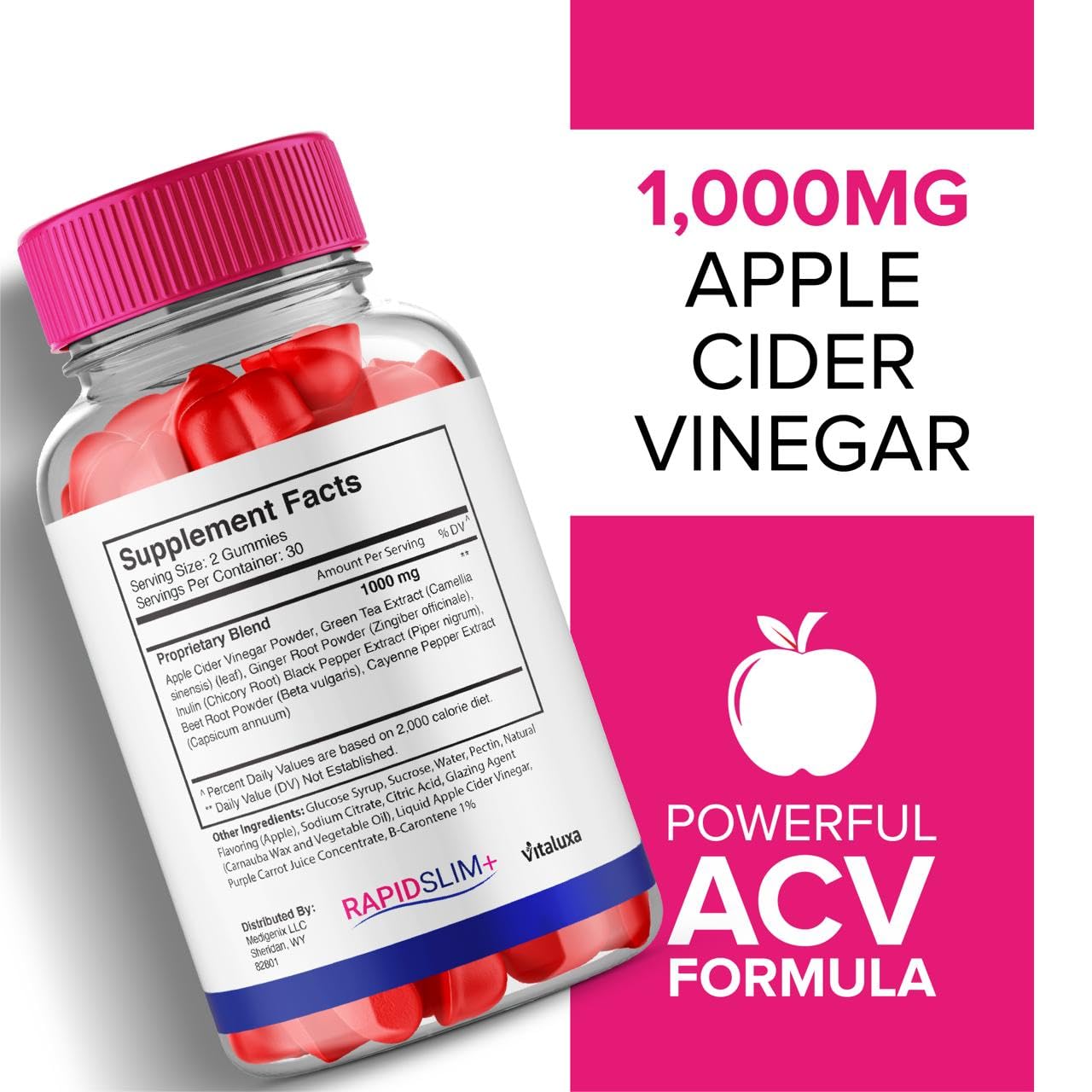 Vitaluxa Rapid Slim ACV Gummies, 120 Count