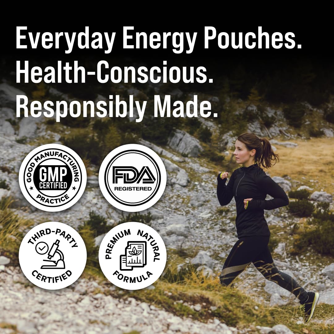 GGGJ Plant-Based Nootropic Energy Pouches Chewable, 75 Count