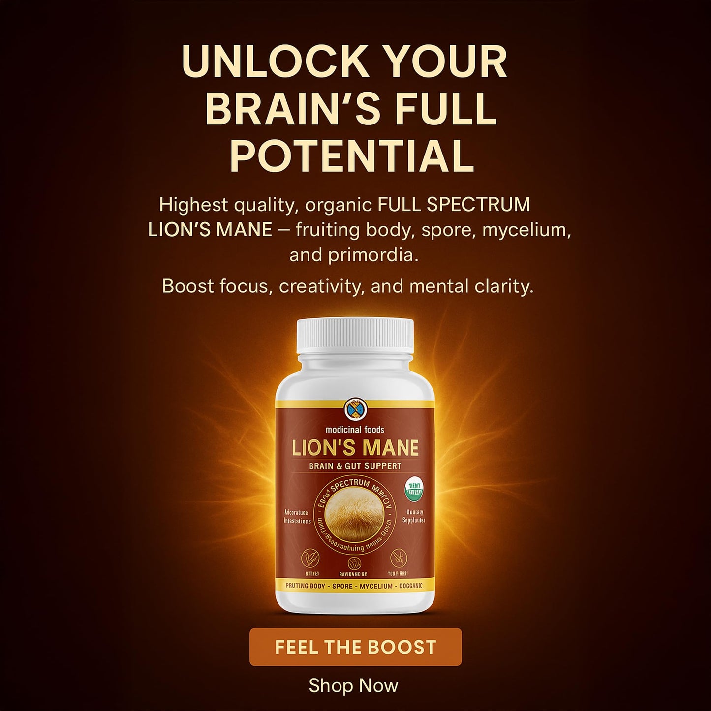MEDICINAL FOODS THE ANCIENT FUTURE OF FOOD Lion’s Mane Capsules 90 Count