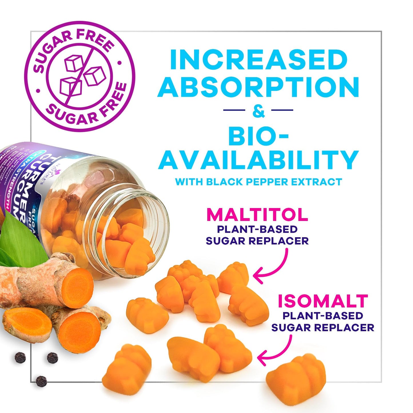 Nature's Nutrition Turmeric Curcumin Gummies 60 Count