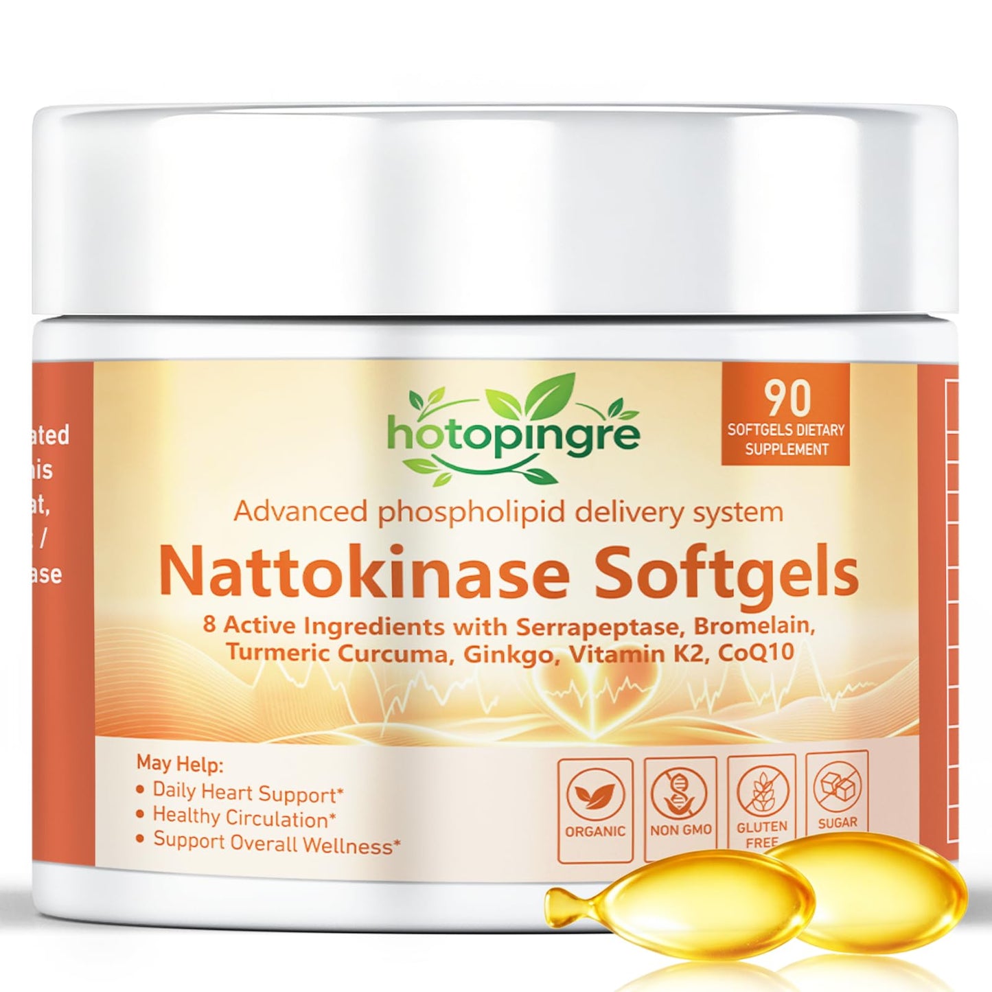 Hotopingre Liposomal Nattokinase 10800 FU Supplement Softgel 90 Count
