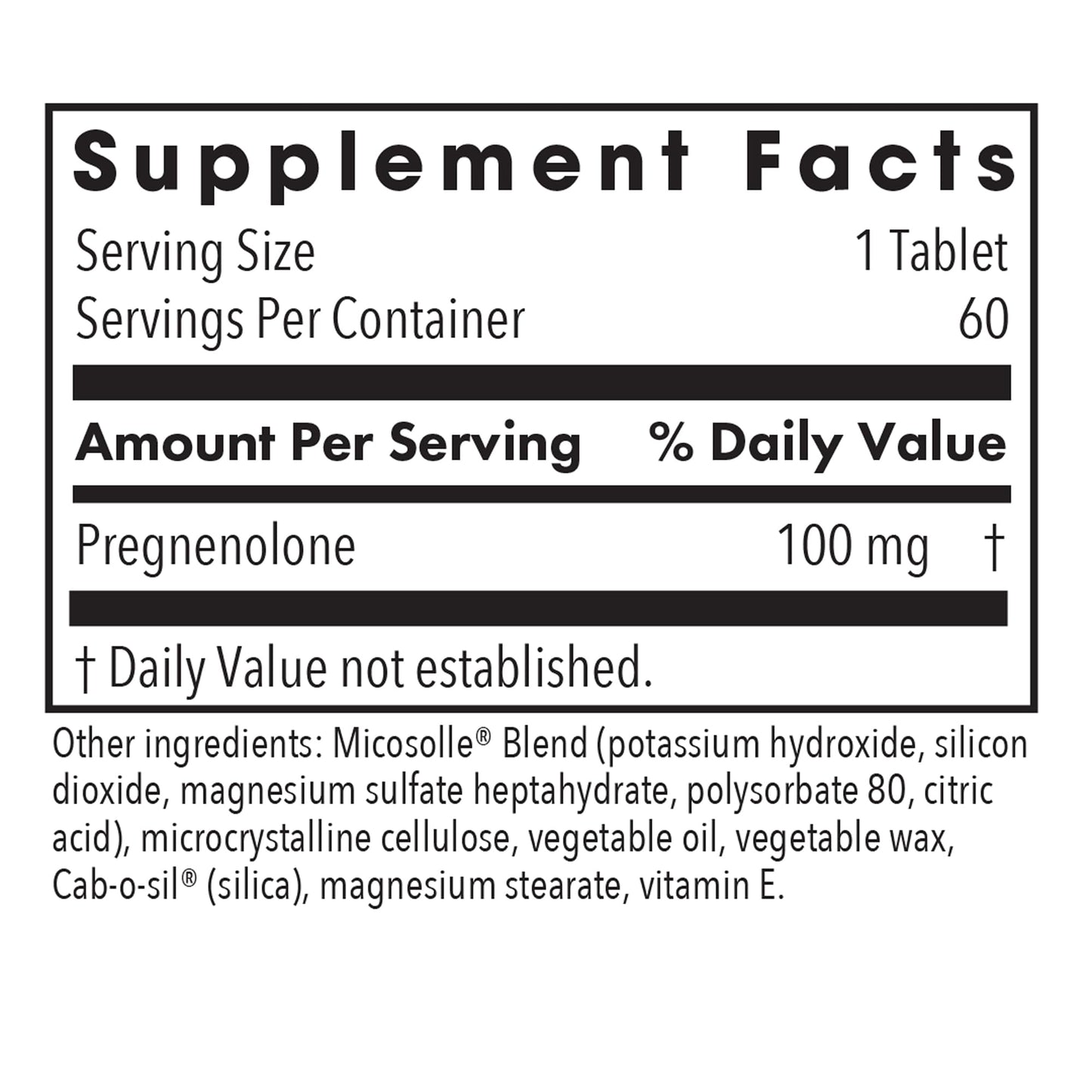 Allergy Research Group Pregnenolone 100 mg Tablet, 60 Tablets