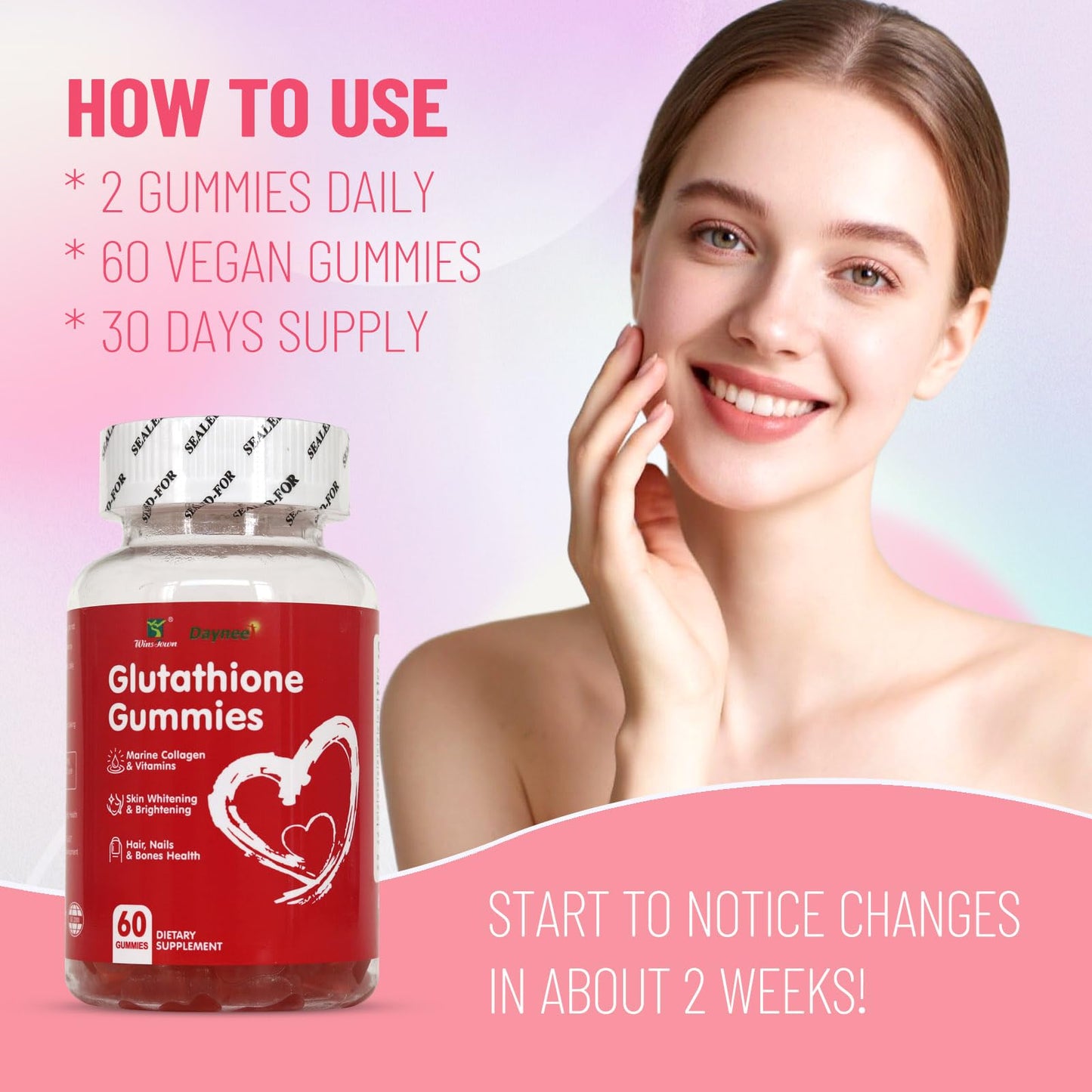 Wins Town Glutathione Gummies 1000mg, 60 Count