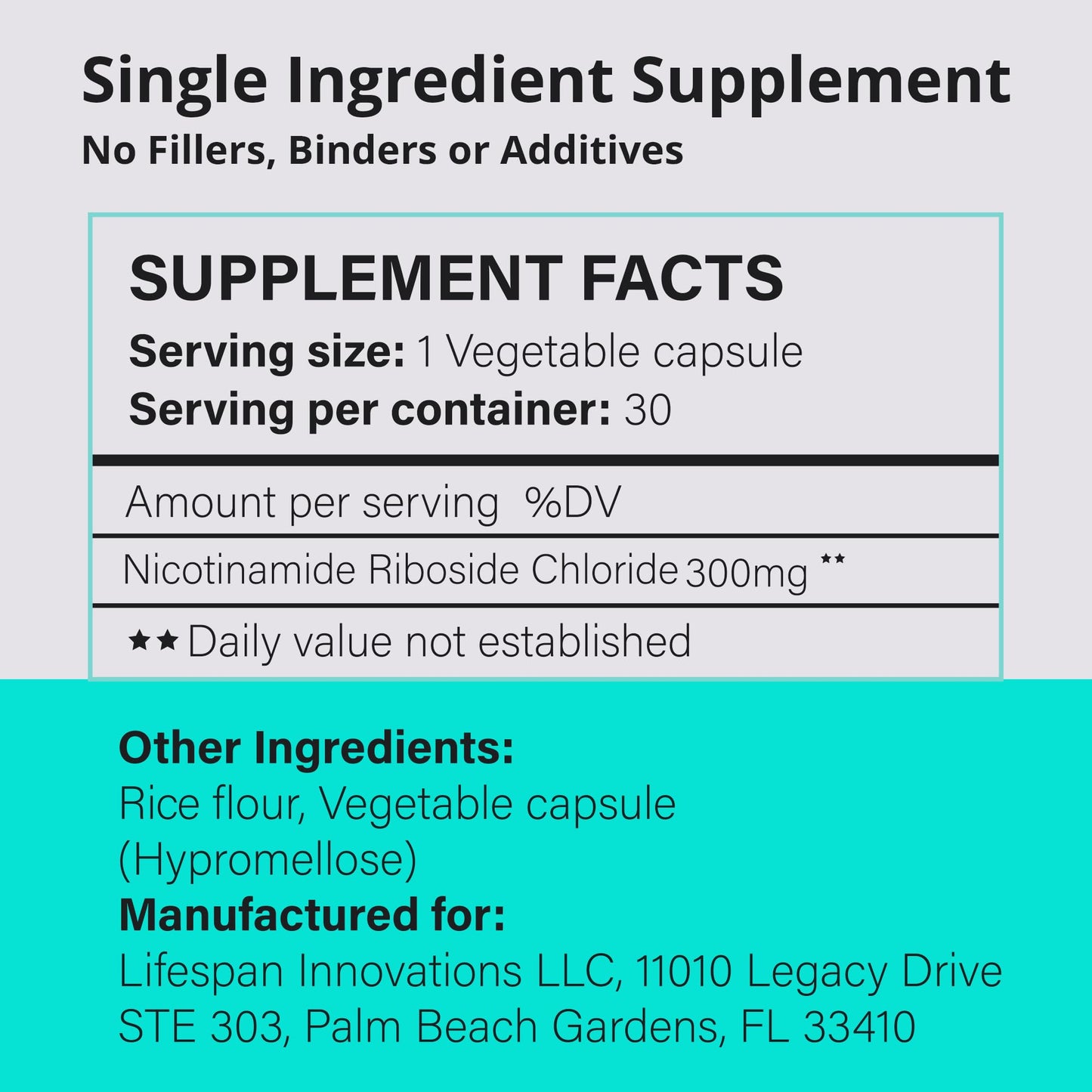 Lifespan Innovations LLC Pure NR Nicotinamide Riboside 300mg Capsules 30