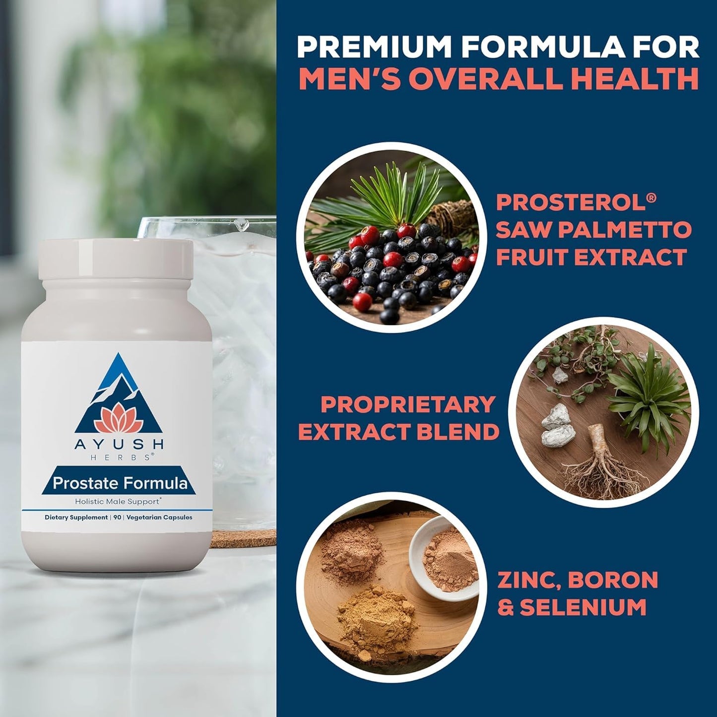 Ayush Herbs Prostate Formula Saw Palmetto, Zinc & DIM Capsule 90 Count