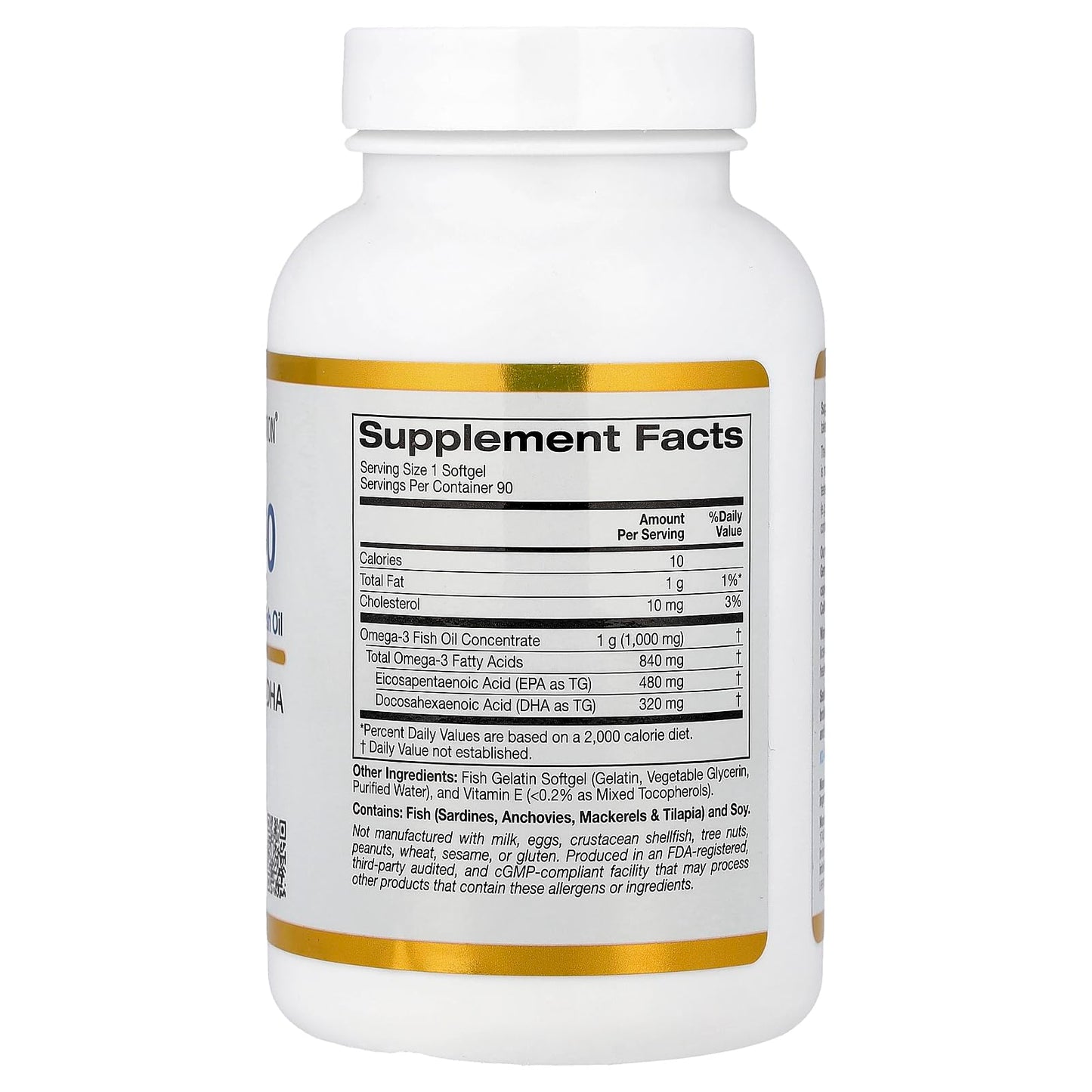 California Gold Nutrition Omega 800 Ultra-Concentrated Omega-3 Fish Oil Softgels, 90 Count