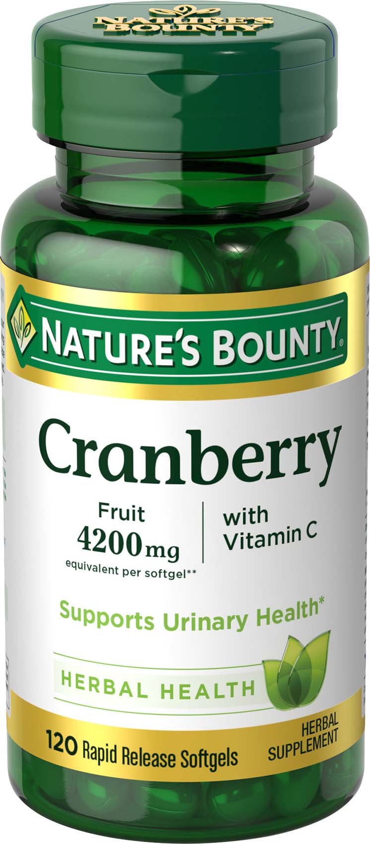 Nature's Bounty Cranberry Pills for Women Urinary Tract Health, Cranberry Supplements with Concentrate & Vitamin C Softgels 120