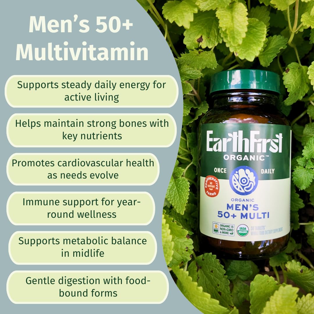 EarthFirst Organic Once Daily Multi for Men 50+ Tablets, 30 Count