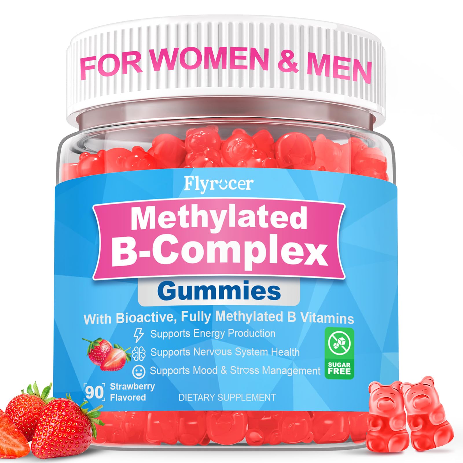 Flyrocer Methylated Vitamin B Complex Gummies 90 Count