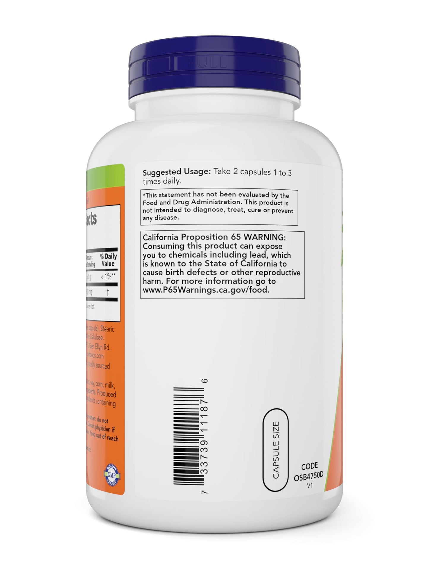 NOW Foods Slippery Elm 400 mg Capsules, 300 Count