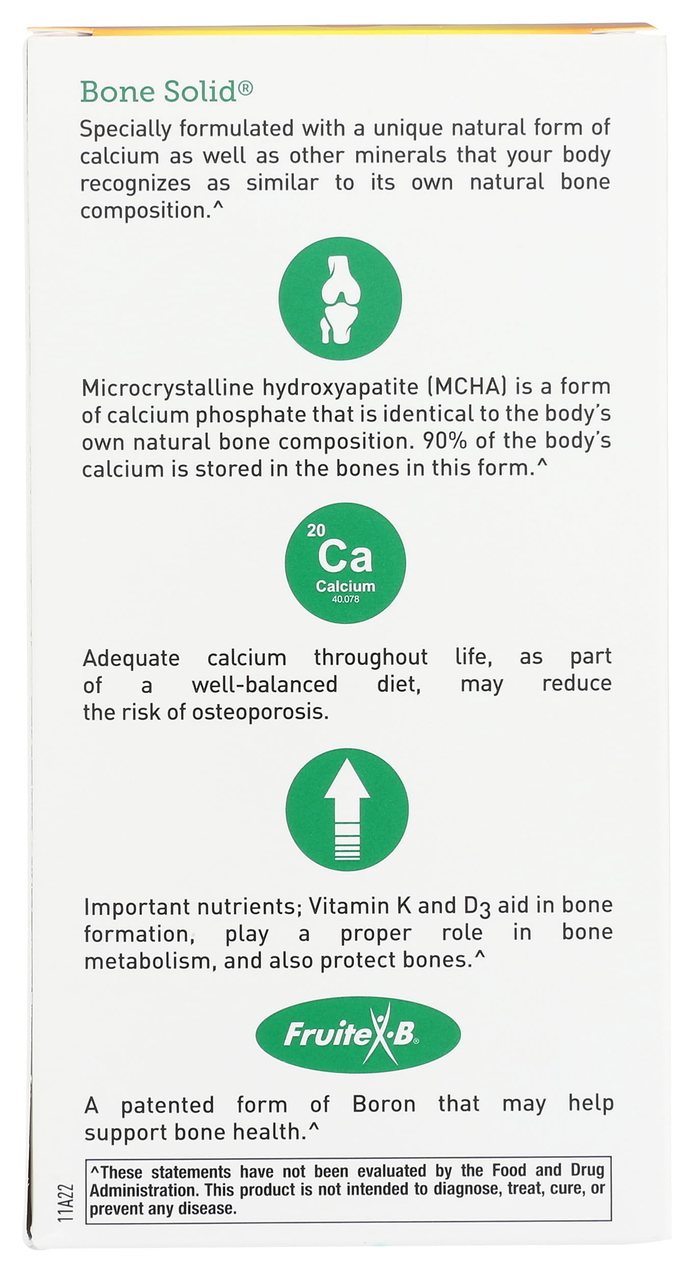 Country Life Bone Solid - Bone Health Supplement with Microcrystalline Hydroxyapatite (MCHA), Calcium, Magnesium, Zinc, Vitamins K2 & D3 for Enhanced Bone Strength & Metabolism, 180 Capsules