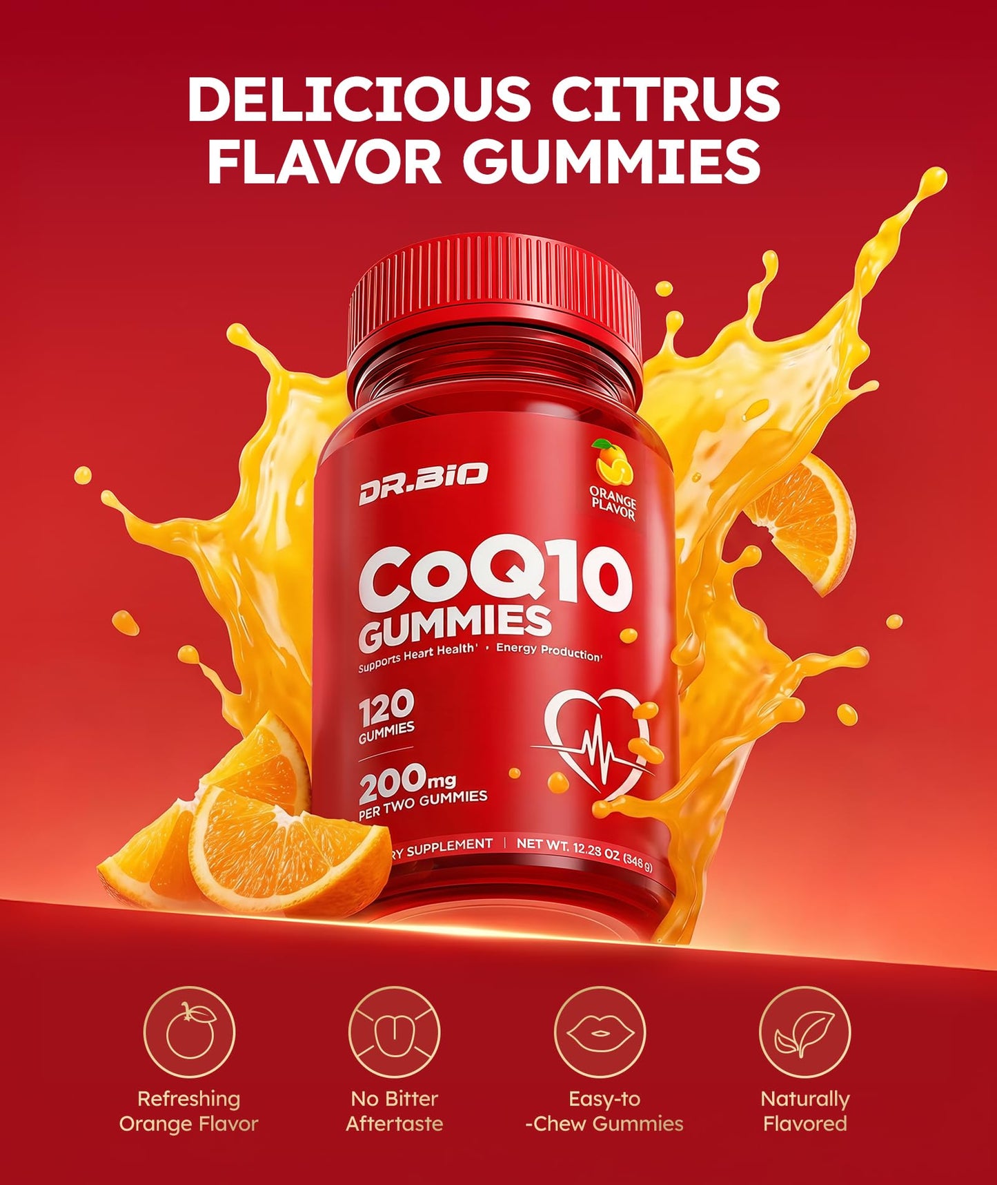 DR.BIO CoQ10 200mg Gummies with Vitamin E & Black Pepper Extract, 118 Gummies