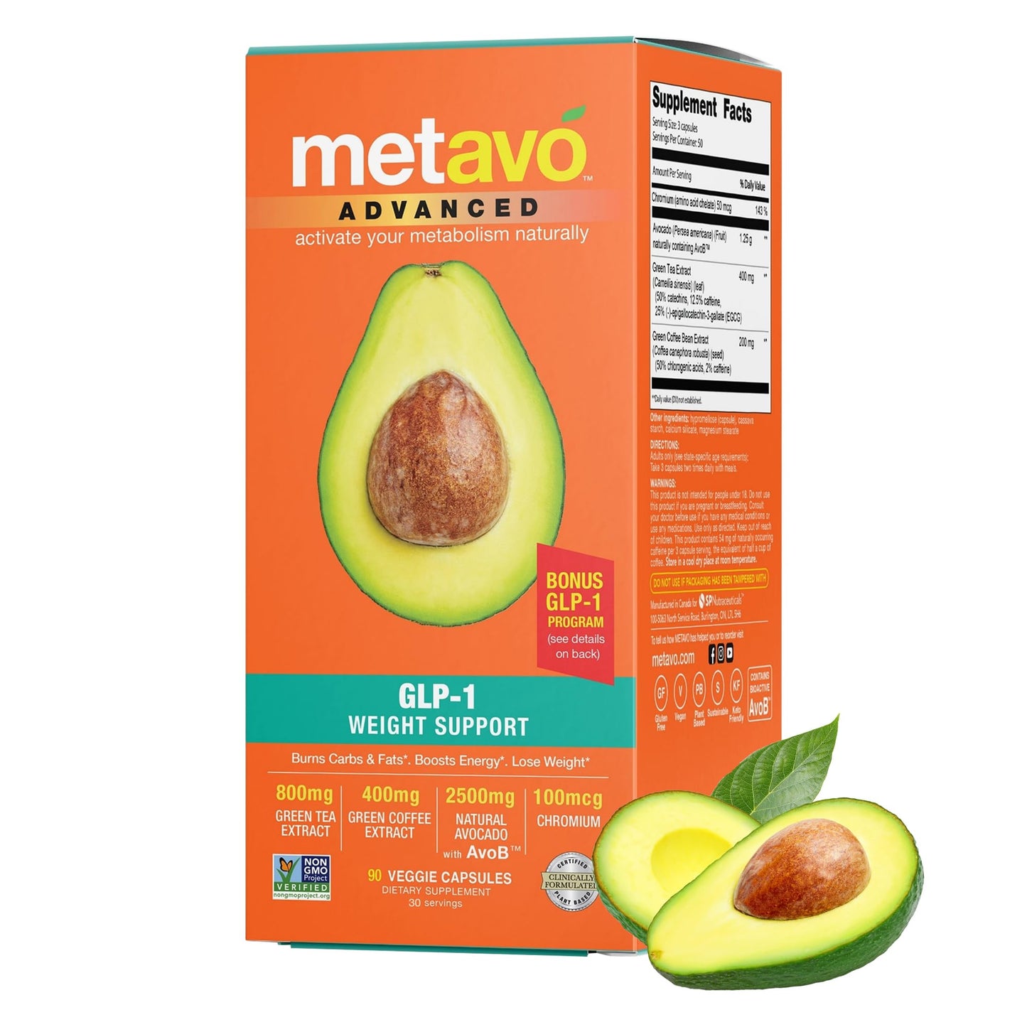 Metavo Advanced Weight Support Natural Diet Supplements 90 Capsules