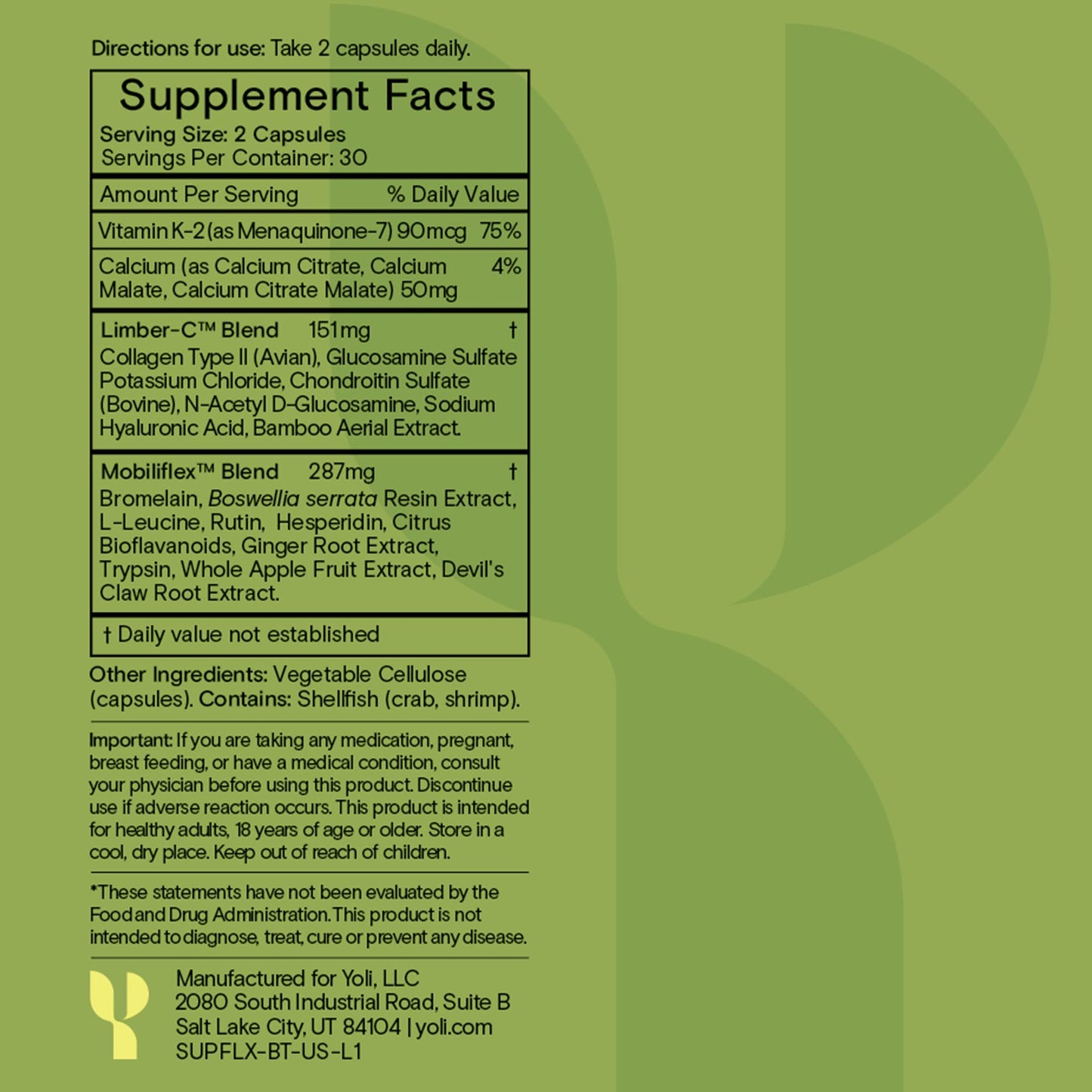 Yoli Flex - Joint Support Supplement Capsule 60 Count