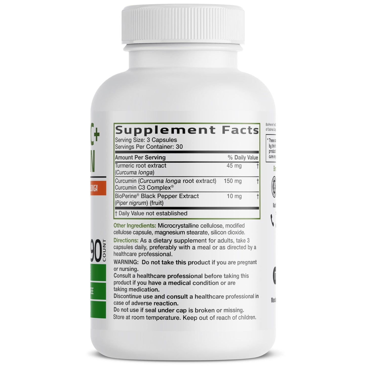 Bronson Turmeric Curcumin Extra Strength Vegetarian Capsules, 90 Count