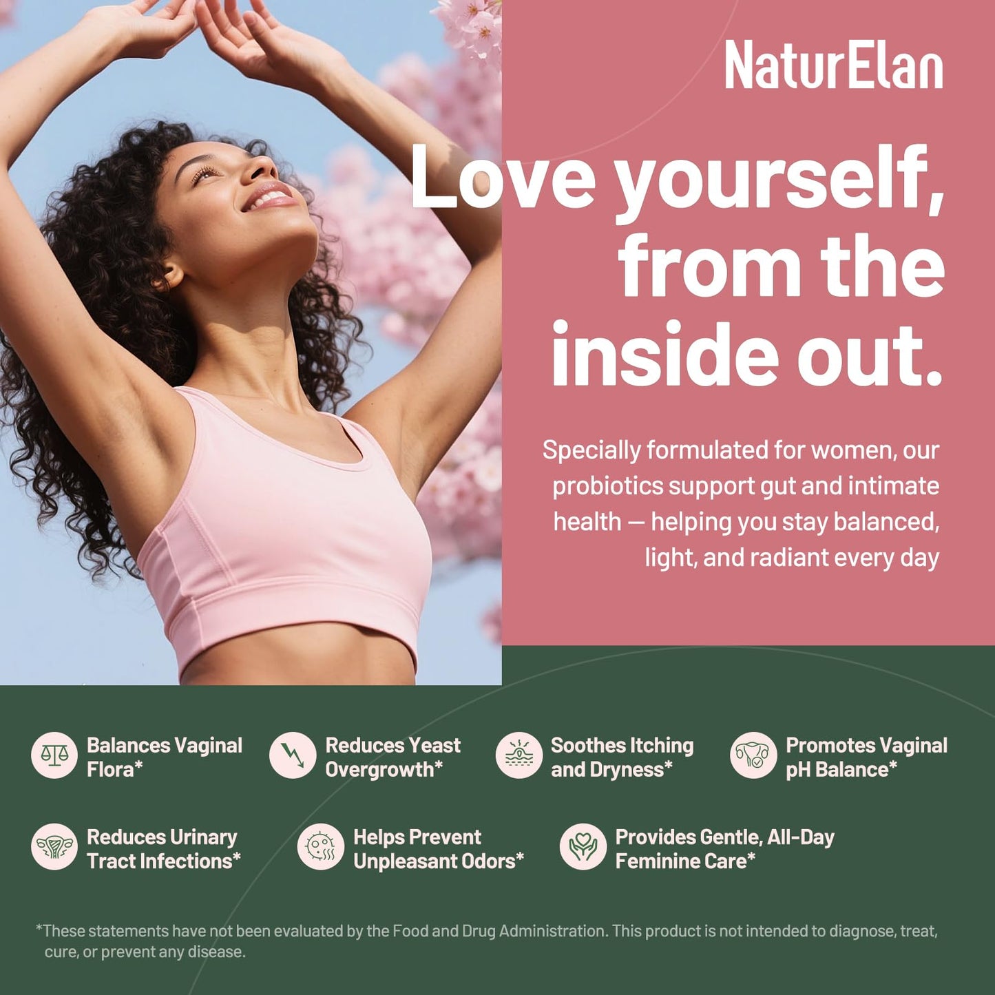 NaturElan Women's Probiotics 40 Billion CFU – 16 Strains with Cranberry, Vaginal, Digestive & Immune Support, pH Balance & Gut Health – Capsule, 60 Count