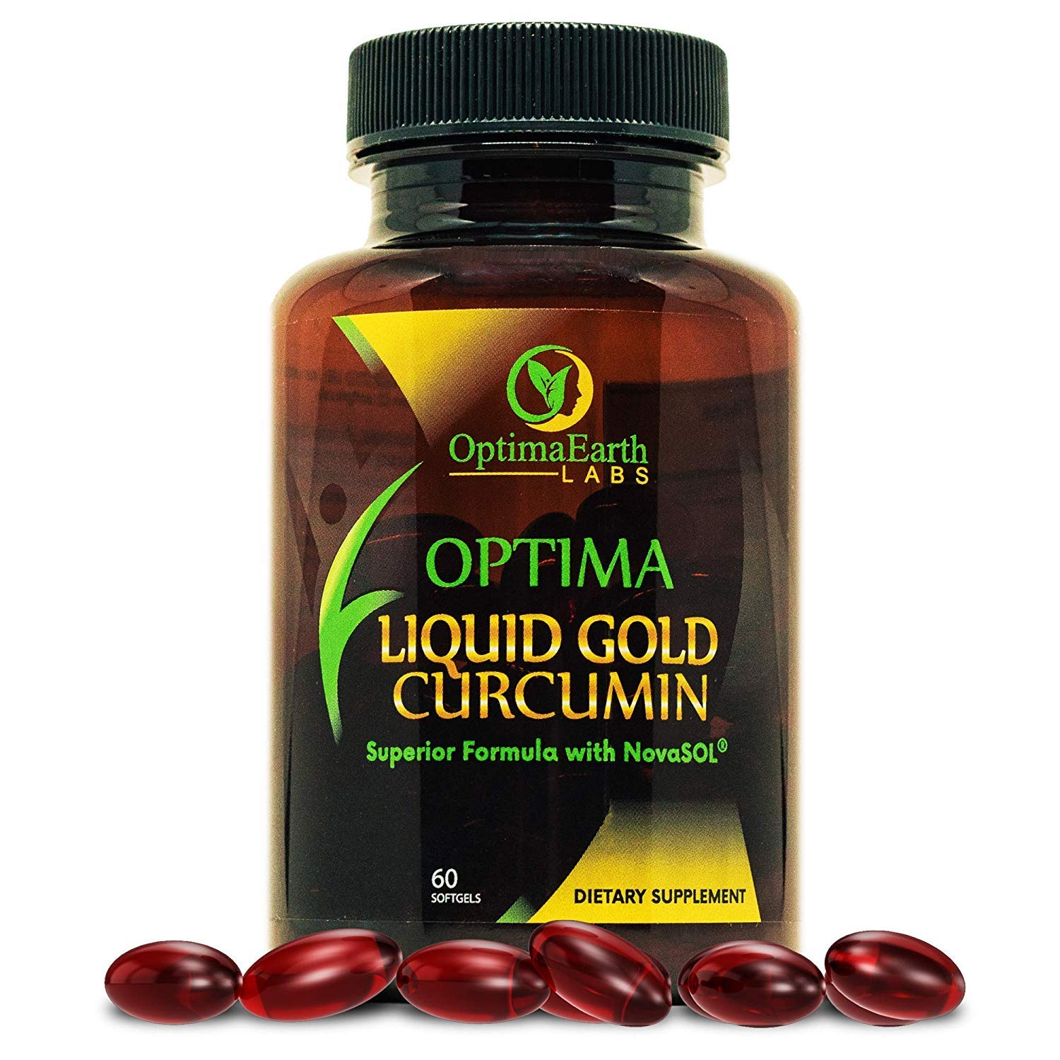OptimaEarth Labs Liquid Gold Curcumin with NovaSOL — High Absorption Turmeric Supplement, Softgels, 60 Count